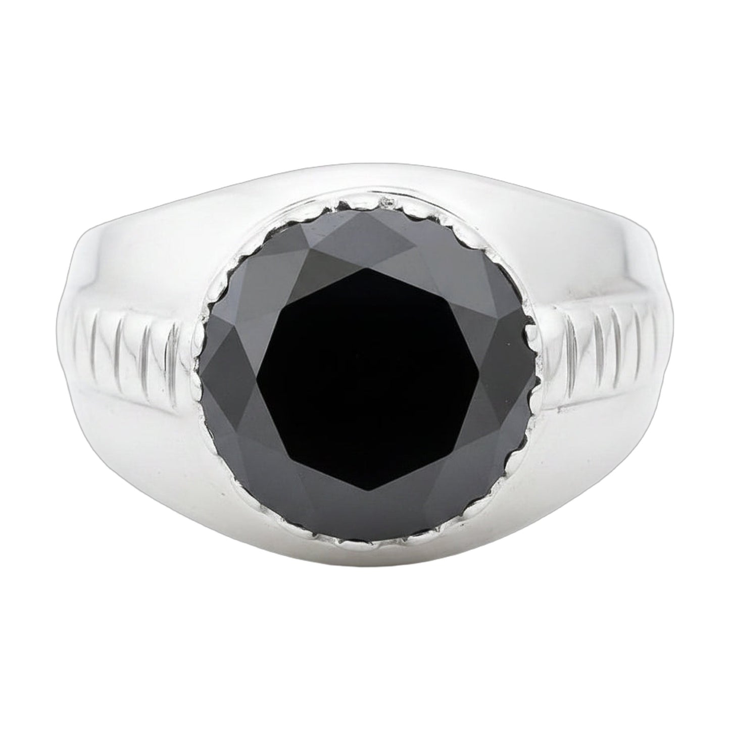 5.2 ct DEW Black Moissanite Round Solitaire Ring - 18K Gold Vermeil on 925 Sterling Silver