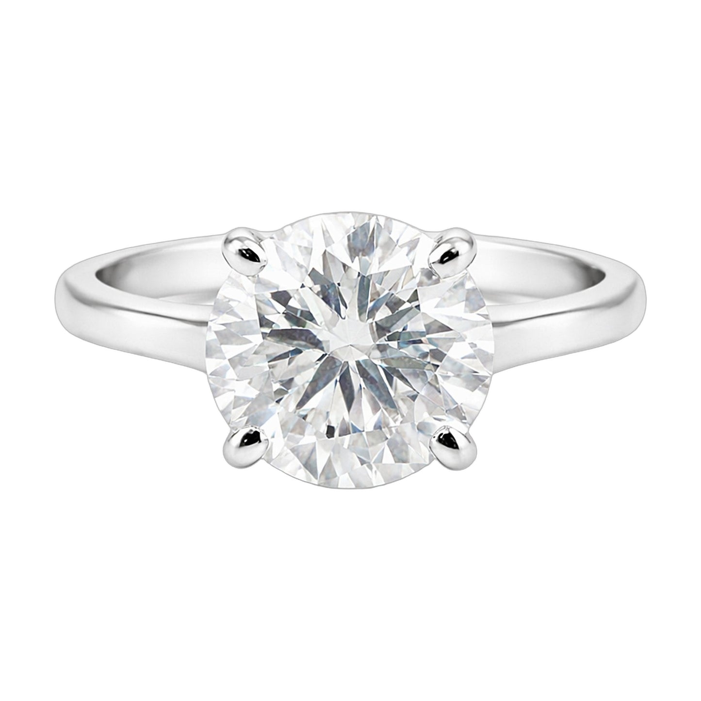 9.9 ct DEW White Moissanite Round Solitaire Ring - 18K Gold Vermeil on 925 Sterling Silver
