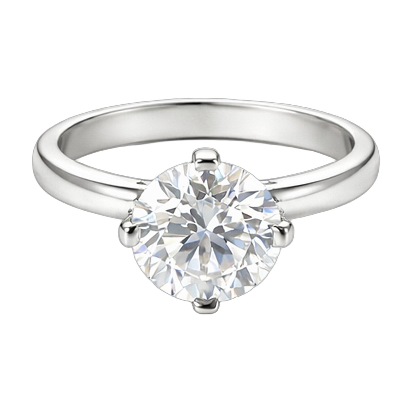 8.5 ct DEW White Moissanite Round Solitaire Ring - 18K Gold Vermeil on 925 Sterling Silver
