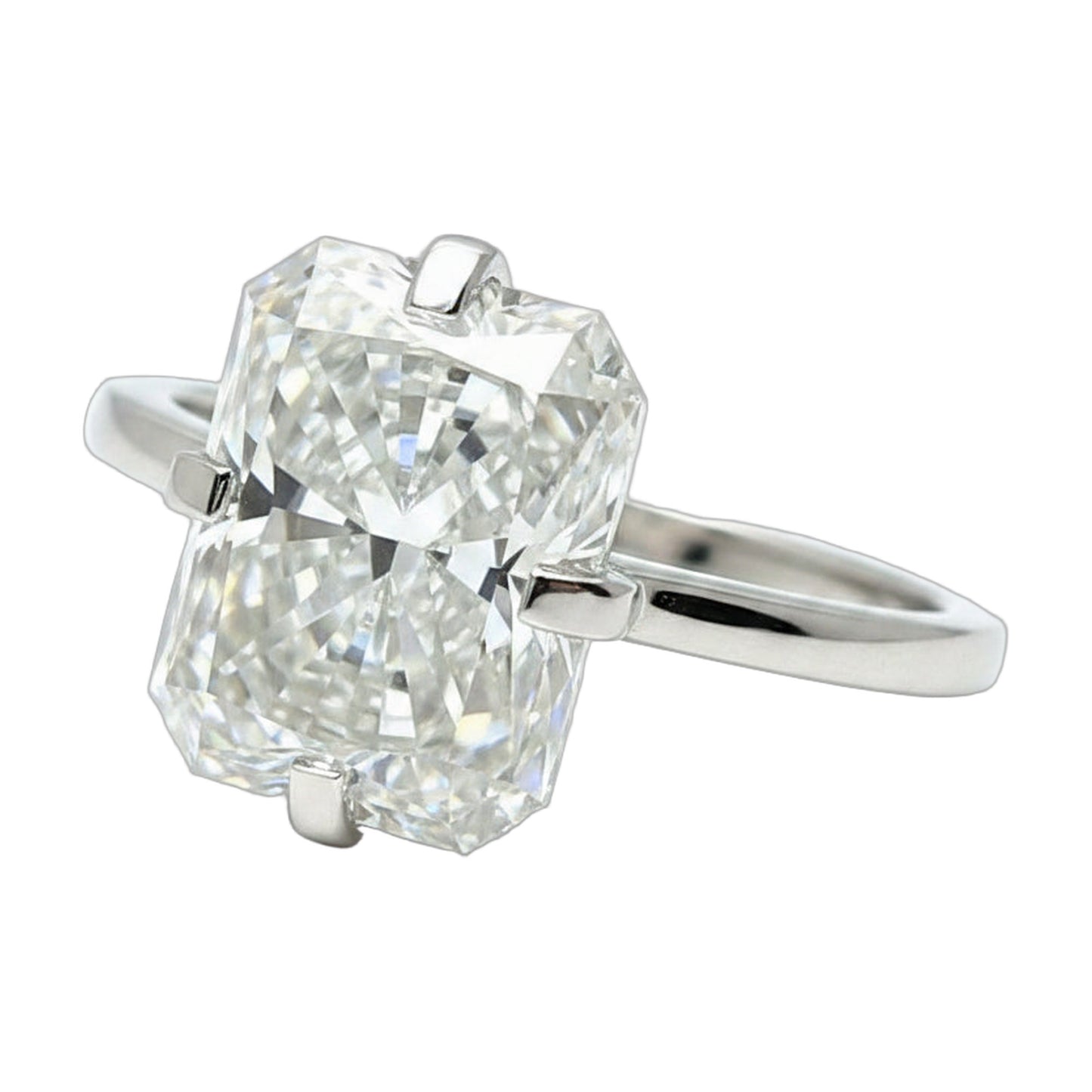 8.15 ct DEW White Moissanite Radiant Solitaire Ring - 18K Gold Vermeil on 925 Sterling Silver