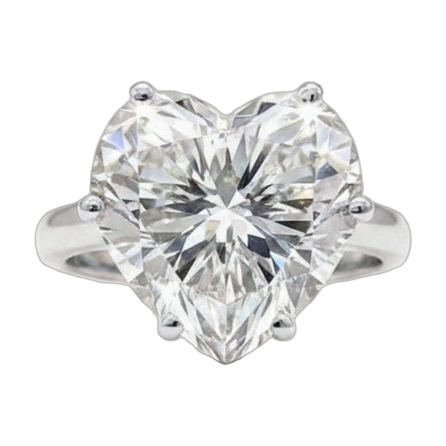 7.2 ct DEW White Moissanite Heart Solitaire Ring - 18K Gold Vermeil on 925 Sterling Silver