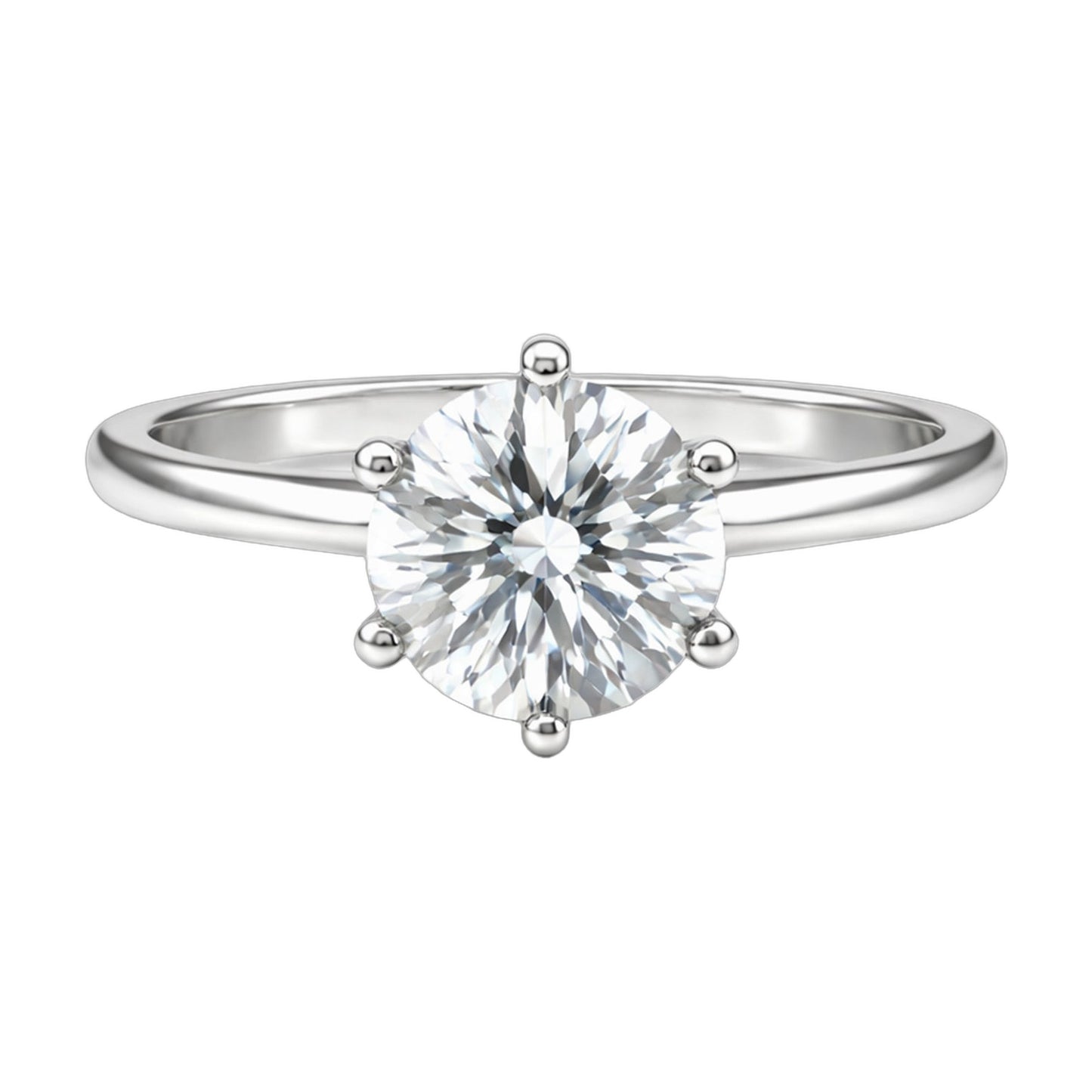 5.3 ct DEW White Moissanite Round Solitaire Ring - 18K Gold Vermeil on 925 Sterling Silver