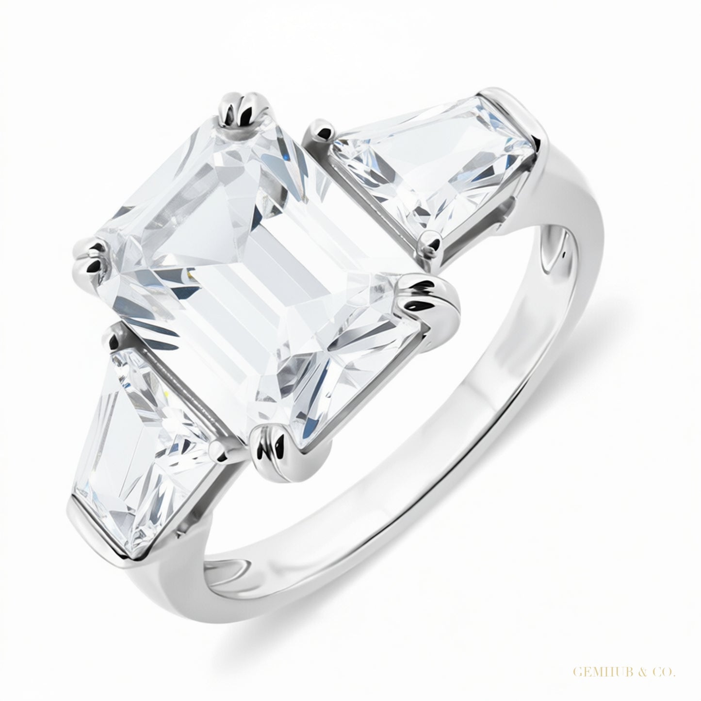 9.40 ct DEW Treated Off White Moissanite Ring in Birthday Gift for Her 18K Gold Plated 18K Gold Plated – white background main image