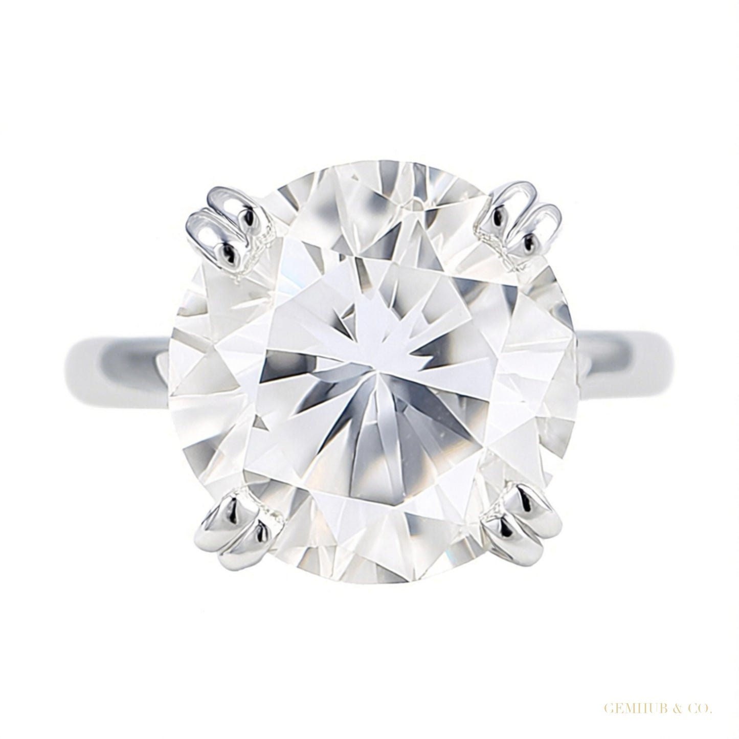 9.80 ct DEW Certified Round Cut Blue Moissanite Solitaire Ring In 18K Gold Plated Verme 18K Gold Plated – white background main image