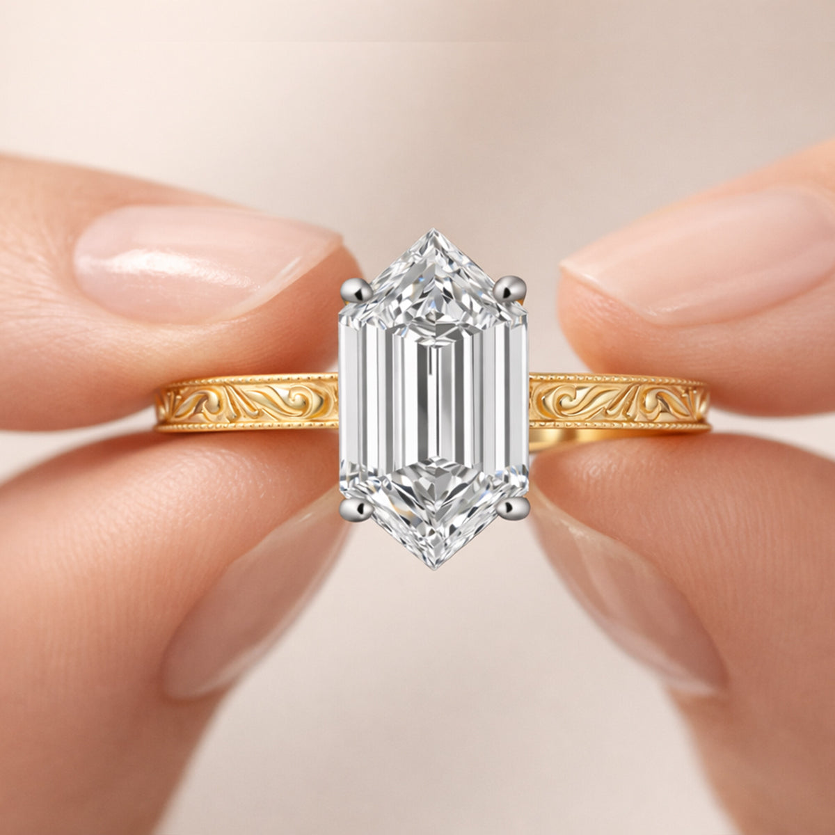 IGI Certified Lab Grown Diamond Fancy-Cut Ring — Solid 14K and 18K Gold