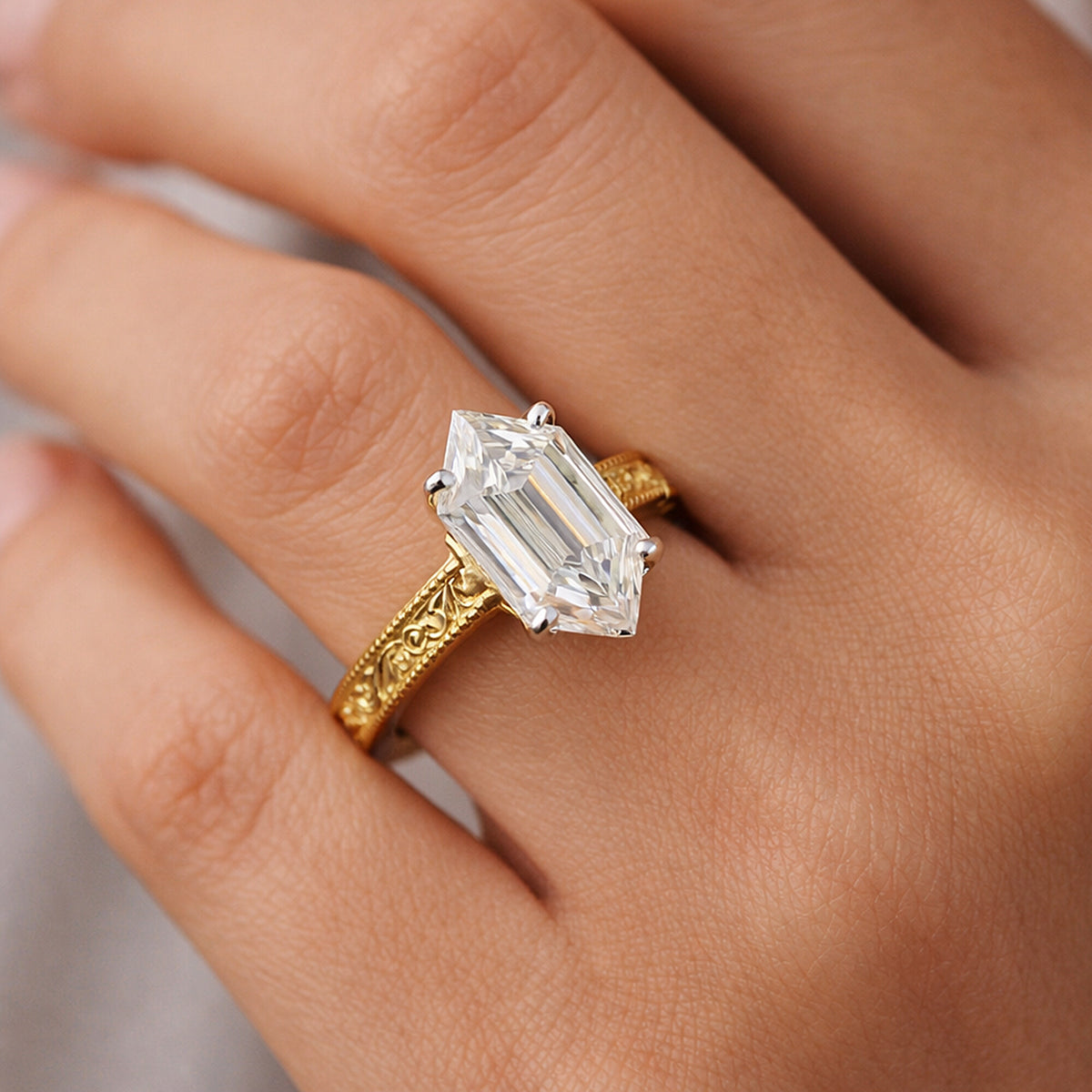 IGI Certified Lab Grown Diamond Fancy-Cut Ring — Solid 14K and 18K Gold