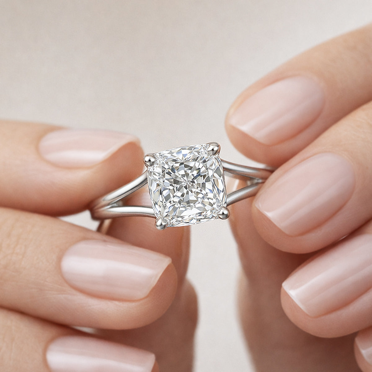 IGI Certified Lab Grown Diamond Cushion-Cut Ring — Solid 14K and 18K Gold