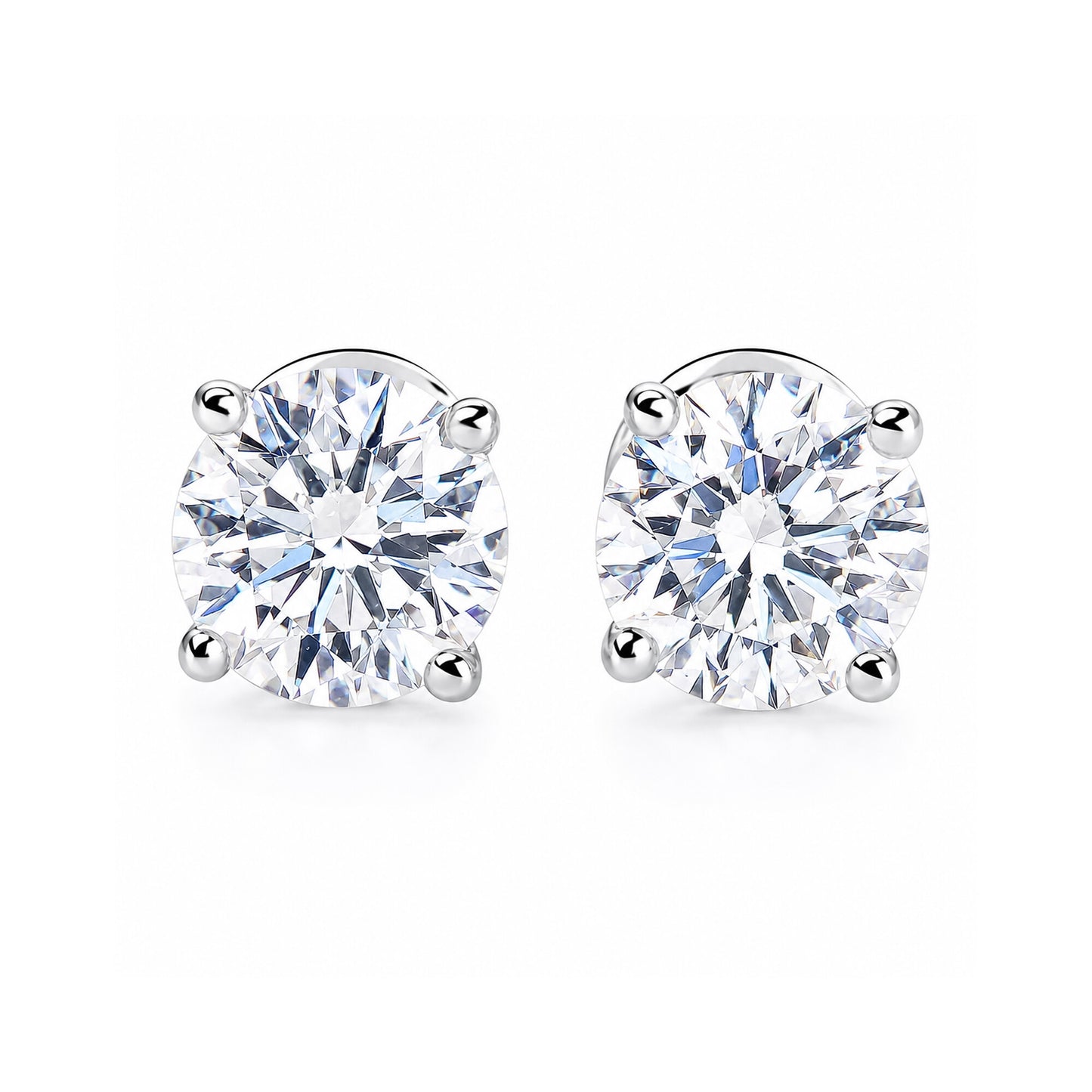 Lab Grown Diamond Accent Round Stud Earrings — Solid 14K / 18K Gold