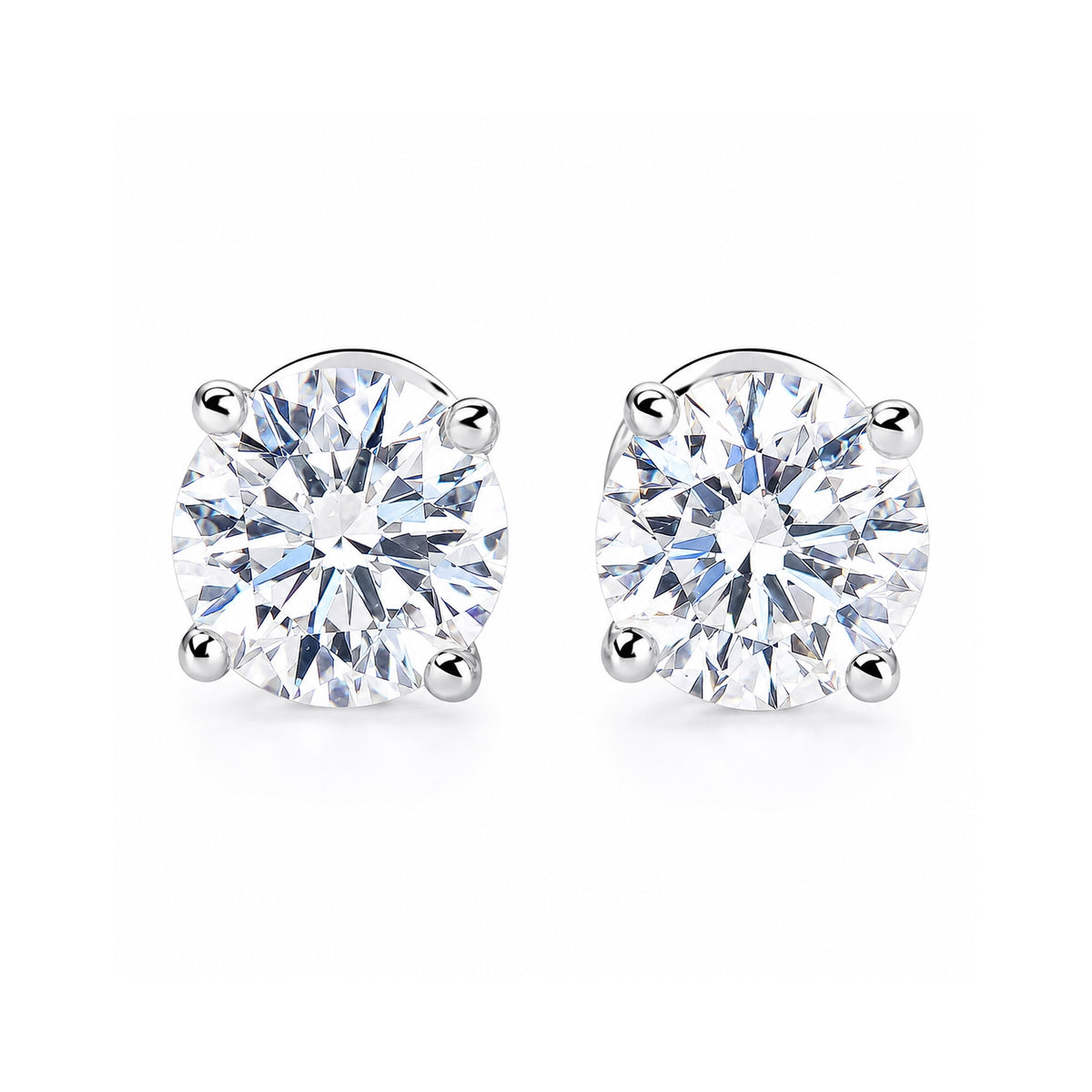 Lab Grown Diamond Accent Round Stud Earrings — Solid 14K / 18K Gold