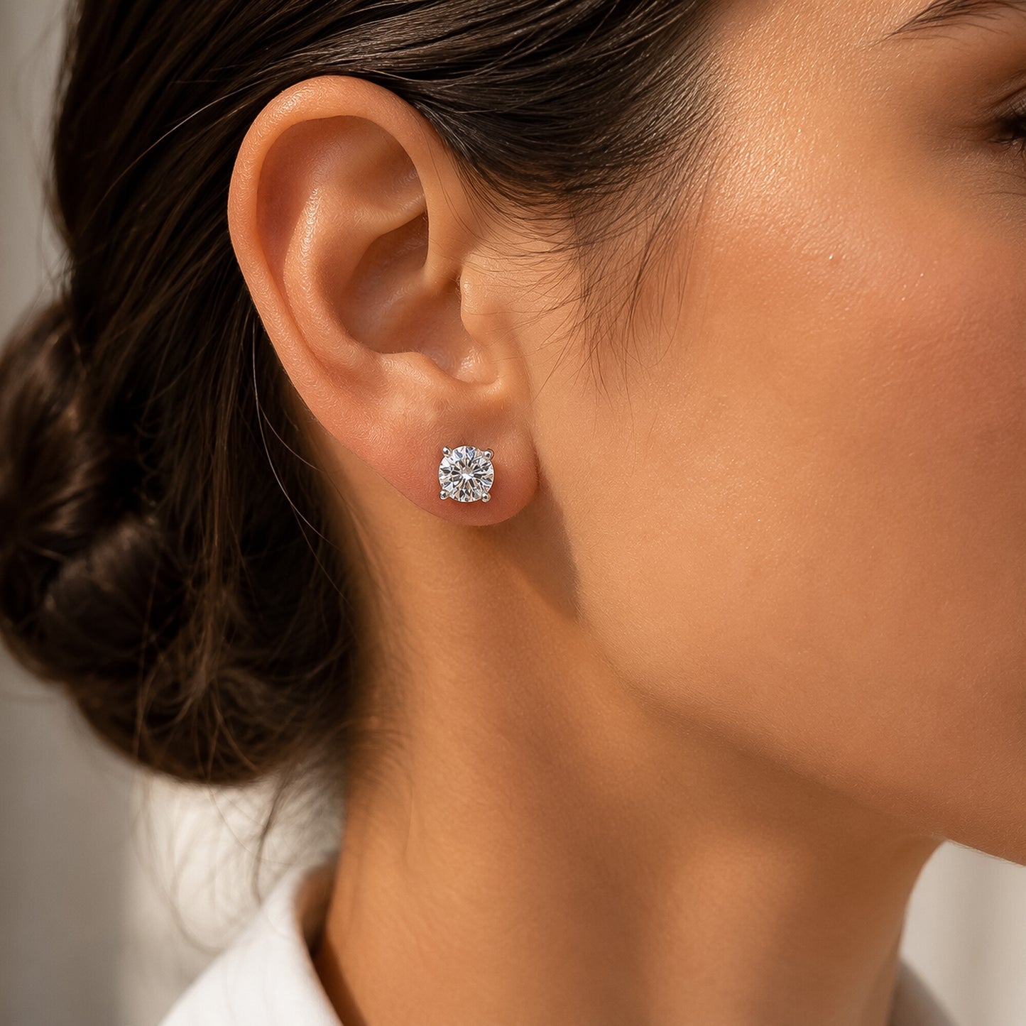 Lab Grown Diamond Accent Round Stud Earrings — Solid 14K / 18K Gold