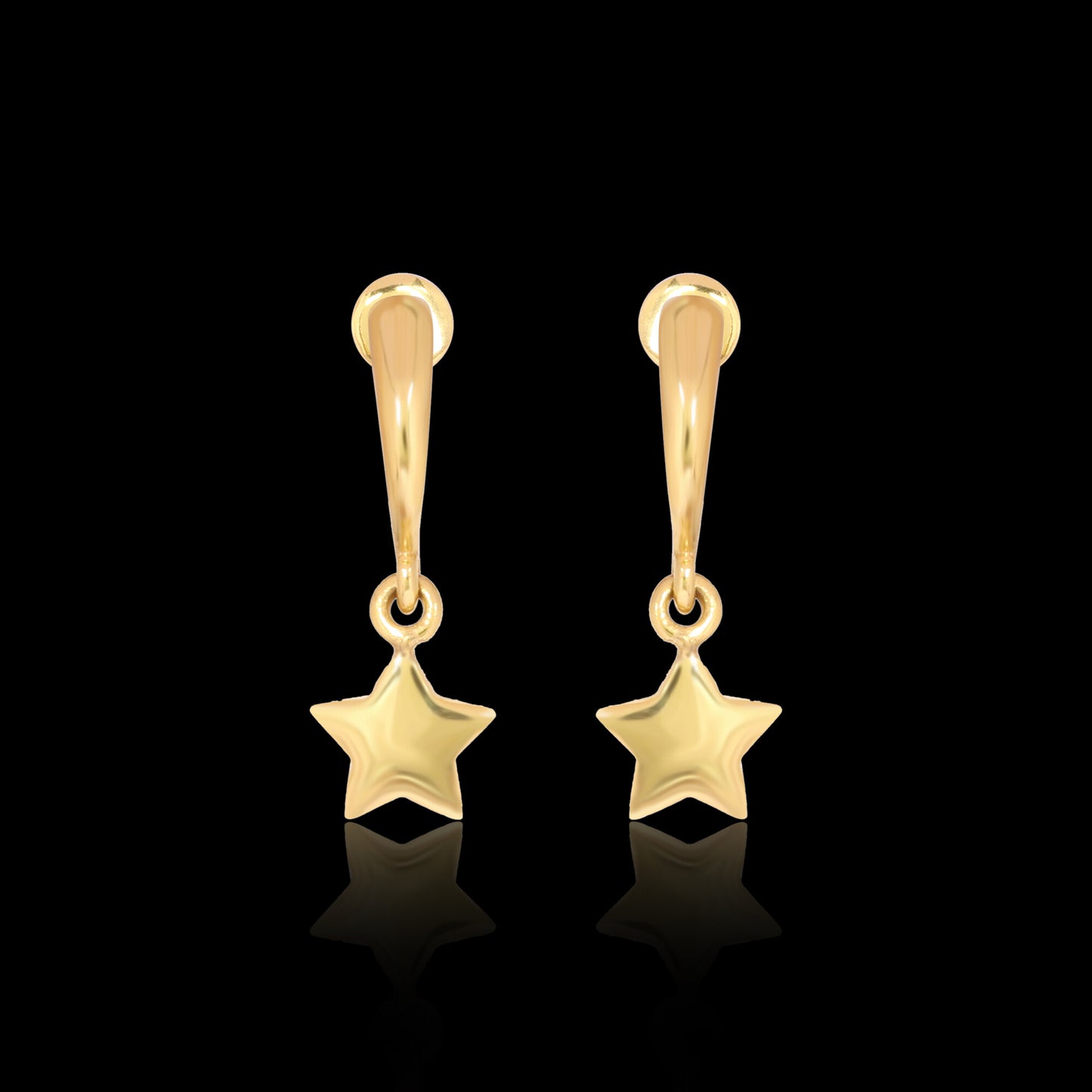 Solid 18K Gold Star Earrings — Minimalist Stud