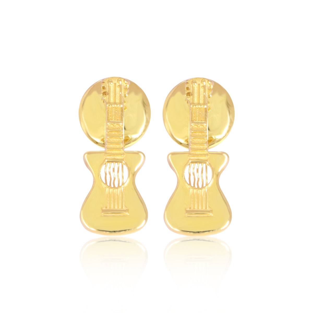 Solid 18K Gold Guitar Earrings — Minimalist Stud