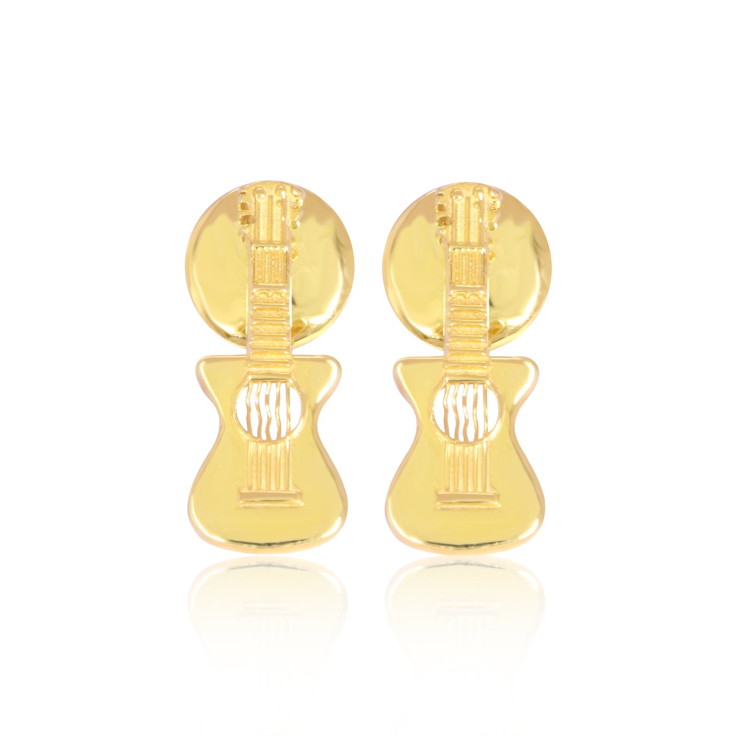 Solid 18K Gold Guitar Earrings — Minimalist Stud
