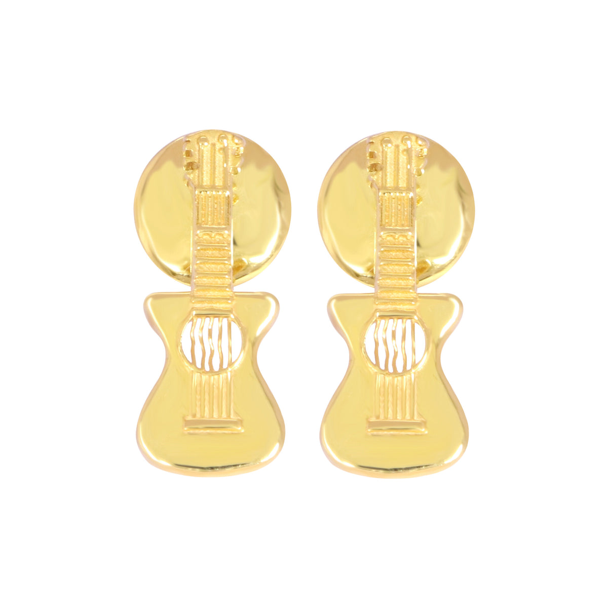 Solid 18K Gold Guitar Earrings — Minimalist Stud