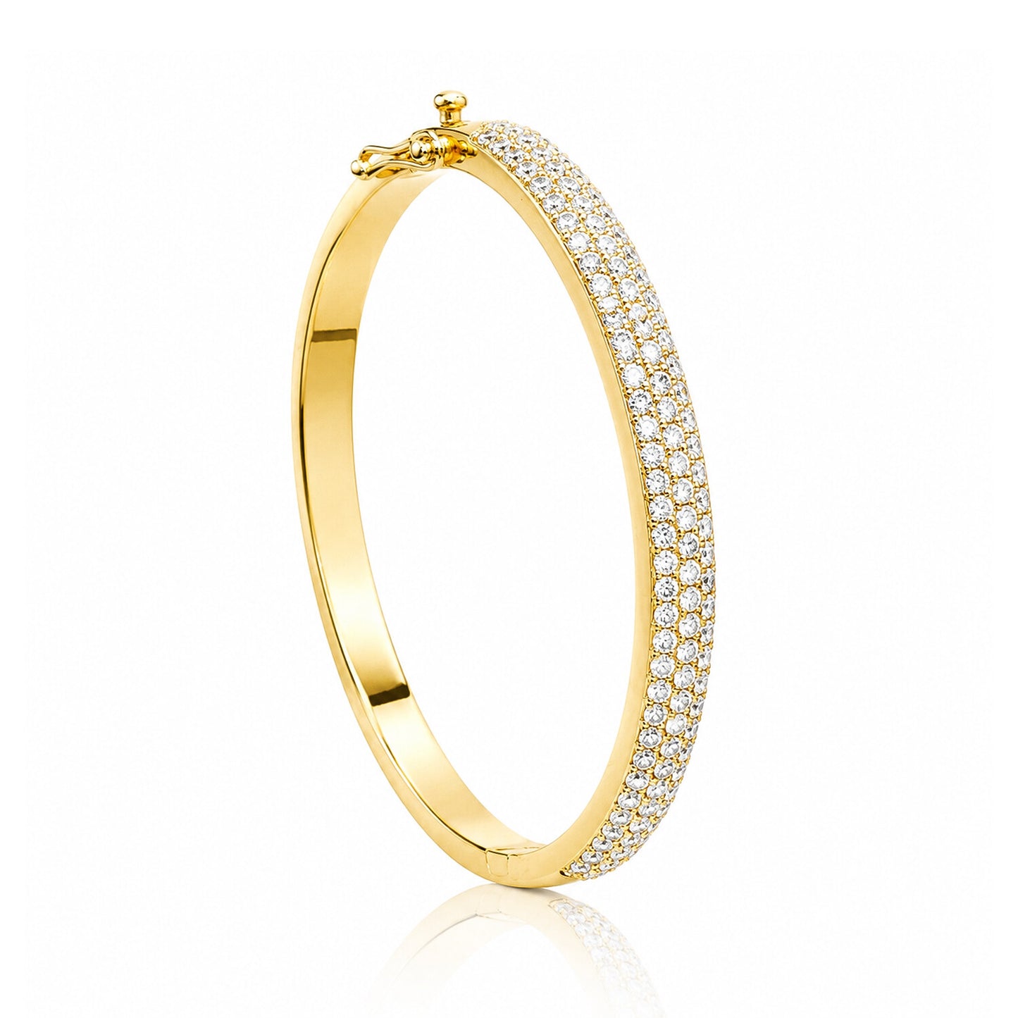 IGI Certified Lab Grown Diamond Wide Gold Bangle — 18K Solid Gold, 3.26 Carat