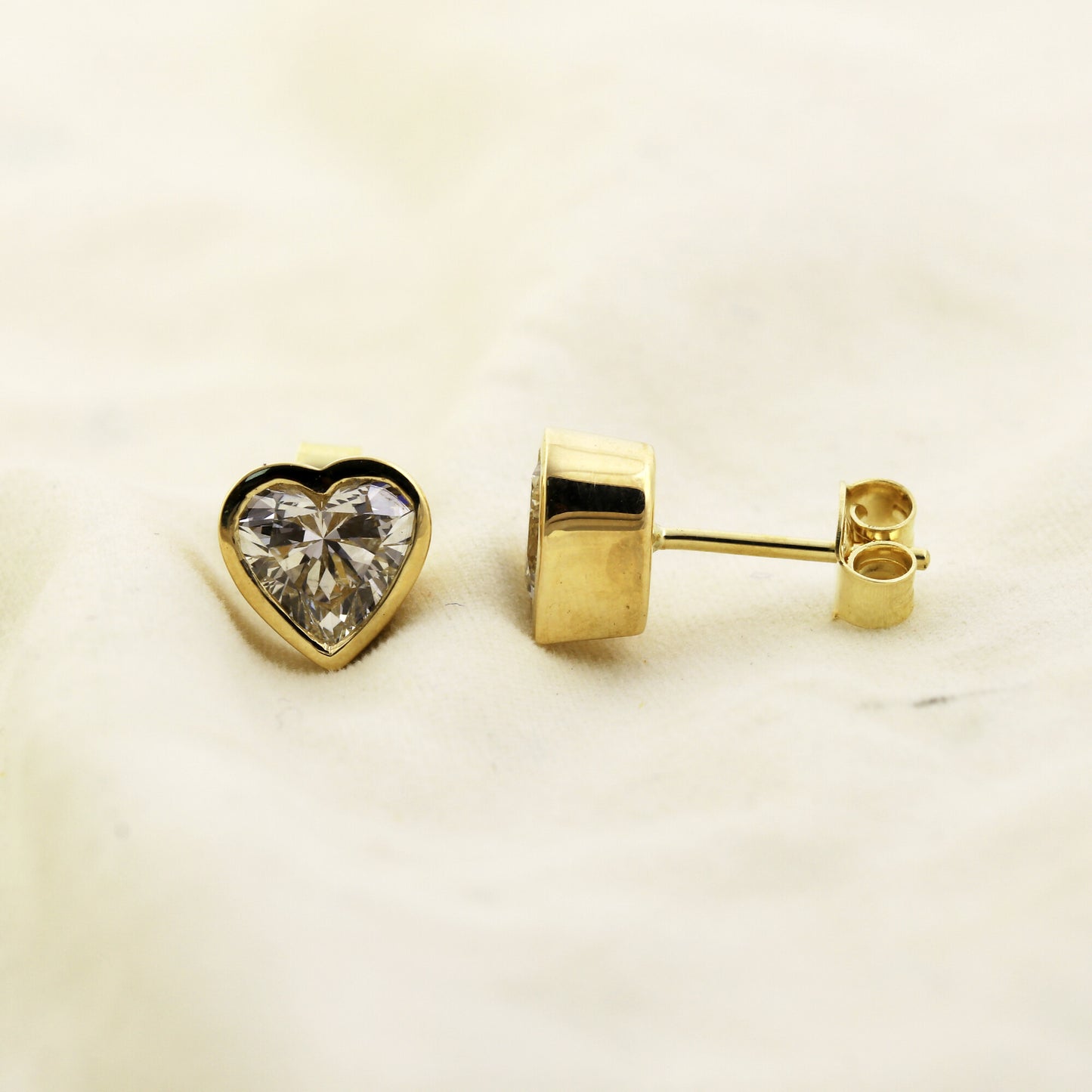 Lab Grown Diamond Heart Stud Earrings — Solid 18K Gold, IGI Certified