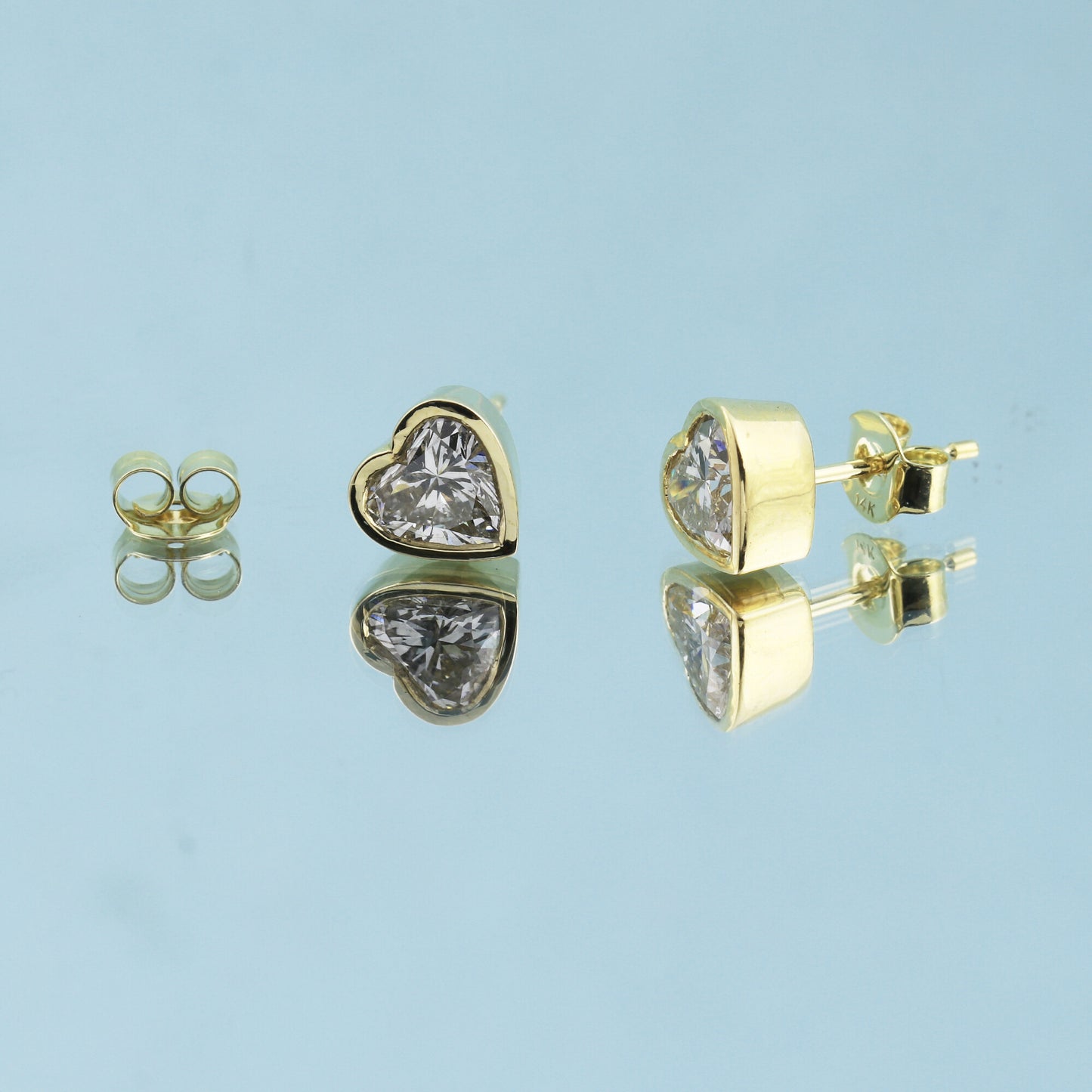 Lab Grown Diamond Heart Stud Earrings — Solid 18K Gold, IGI Certified