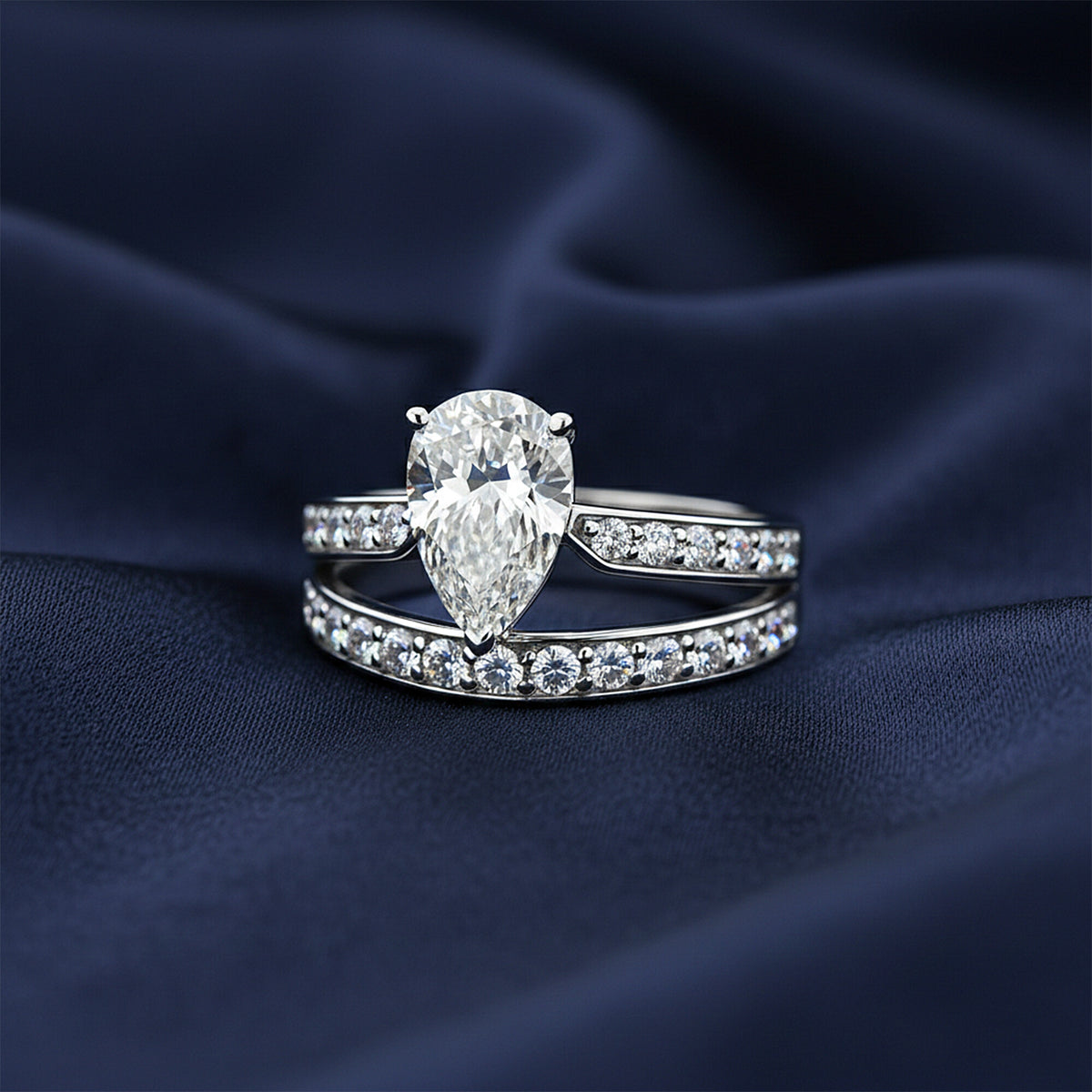 IGI Certified Lab Grown Diamond Pear Halo Ring, 0.60ct tw — 14K/18K Solid Gold