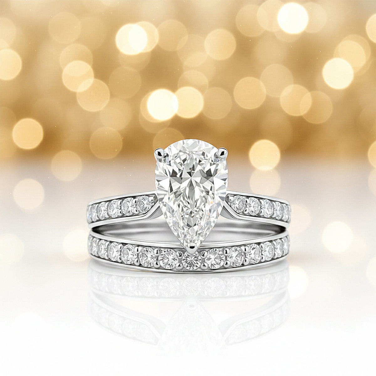 IGI Certified Lab Grown Diamond Pear Halo Ring, 0.60ct tw — 14K/18K Solid Gold