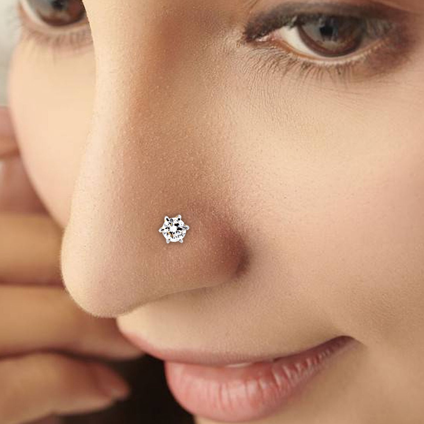 IGI Lab Grown Diamond Nose Pin, 0.12ct Round Solitaire — 18K Solid Gold, Screw Back