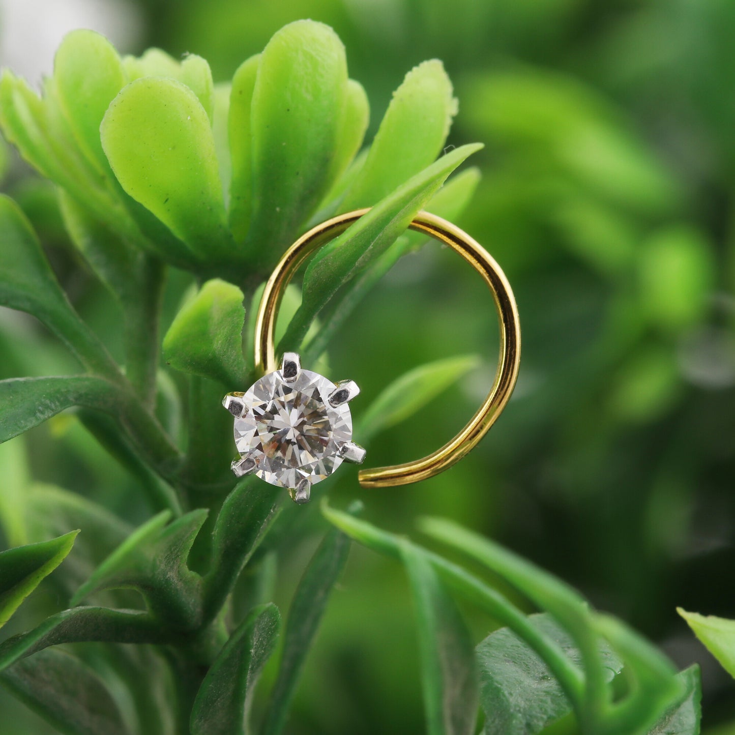 IGI Lab Grown Diamond Nose Pin, 0.12ct Round Solitaire — 18K Solid Gold, Screw Back