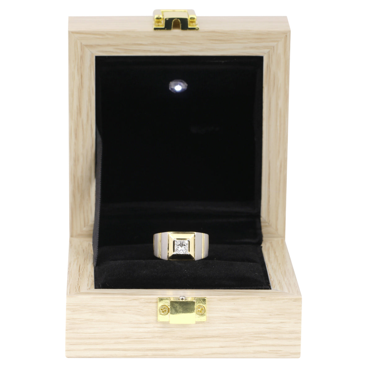 Solid Gold Statement Band Ring with Round Lab Grown Diamond Accent — 18K Solid Gold