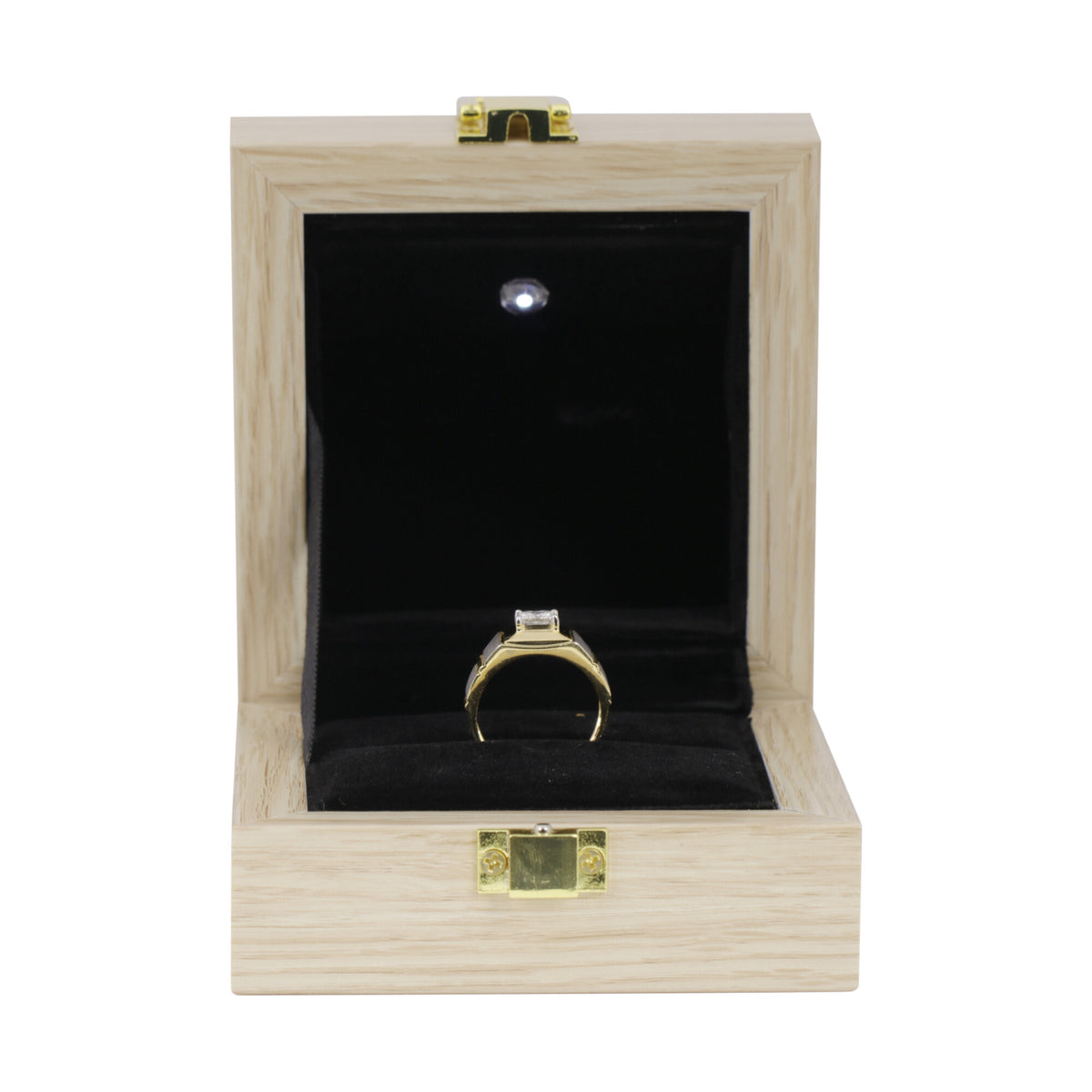 Solid Gold Statement Band Ring with Round Lab Grown Diamond Accent — 18K Solid Gold