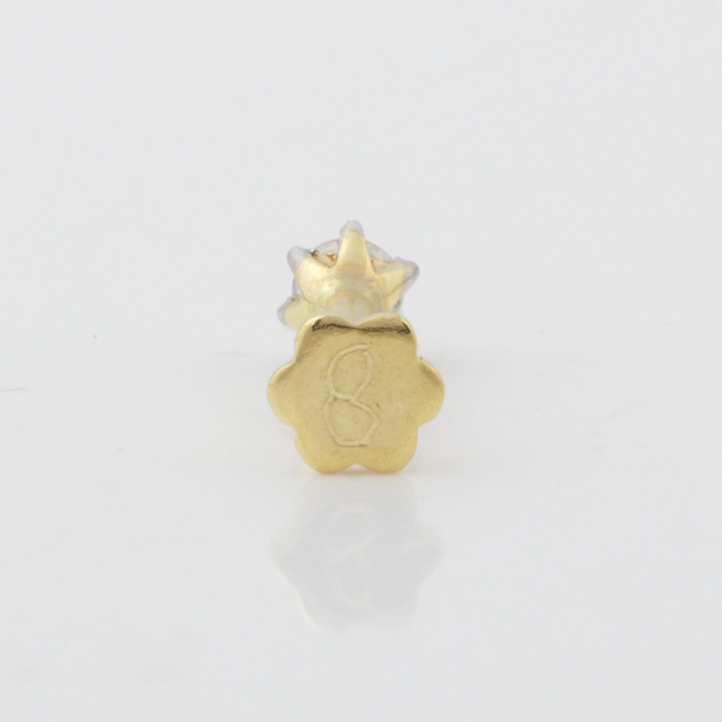 IGI Lab Grown Diamond Nose Pin, 0.07ct Round Solitaire — 18K Solid Gold, Screw Back