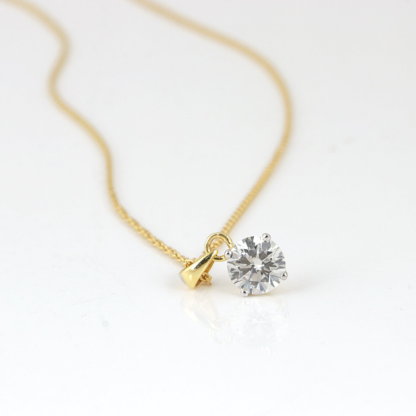 IGI Certified Lab Grown Diamond Round-Cut Solitaire Pendant Necklace — 14K/18K Solid Gold, Adjustable Chain