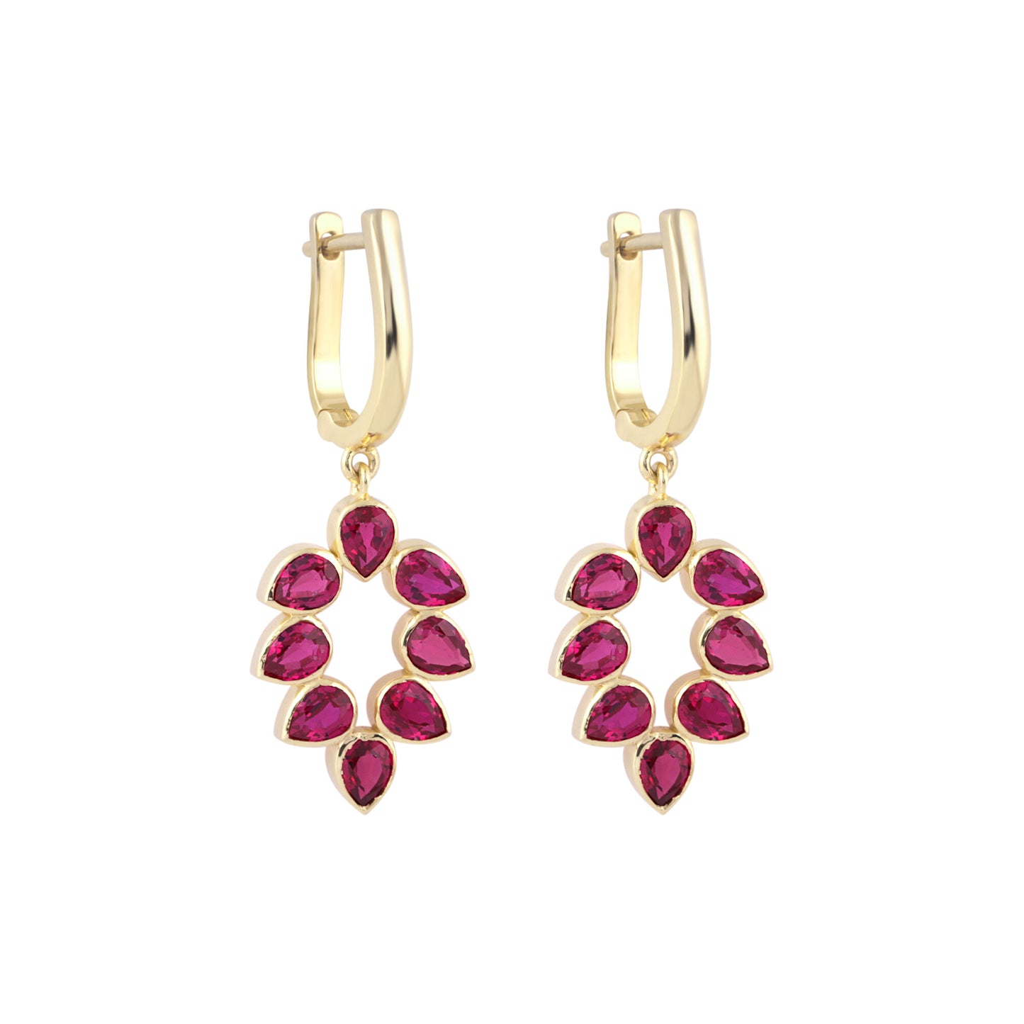 IGI Certified Lab Grown Ruby Pear-Cut Halo Earrings — 18K Solid Gold