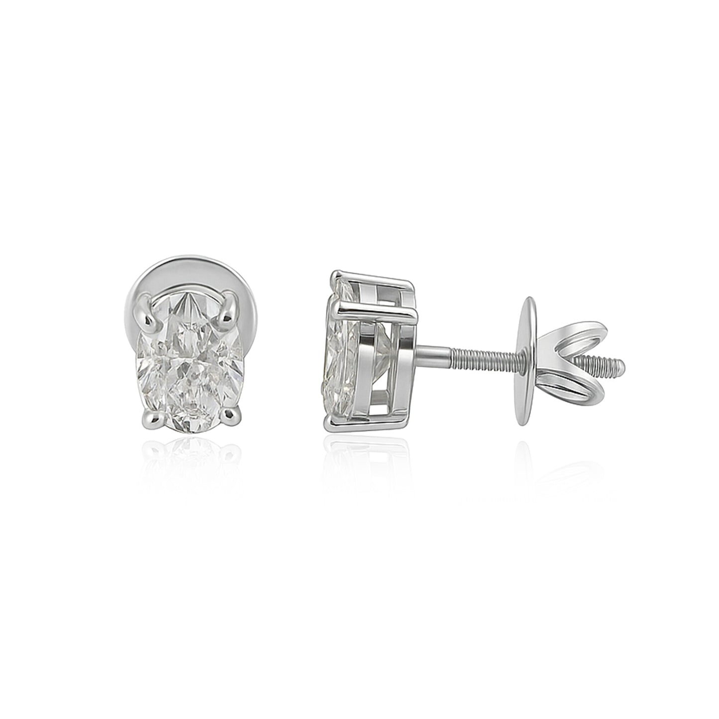 IGI Certified Lab Grown Oval-Cut Diamond Stud Earrings — 18K Solid Gold