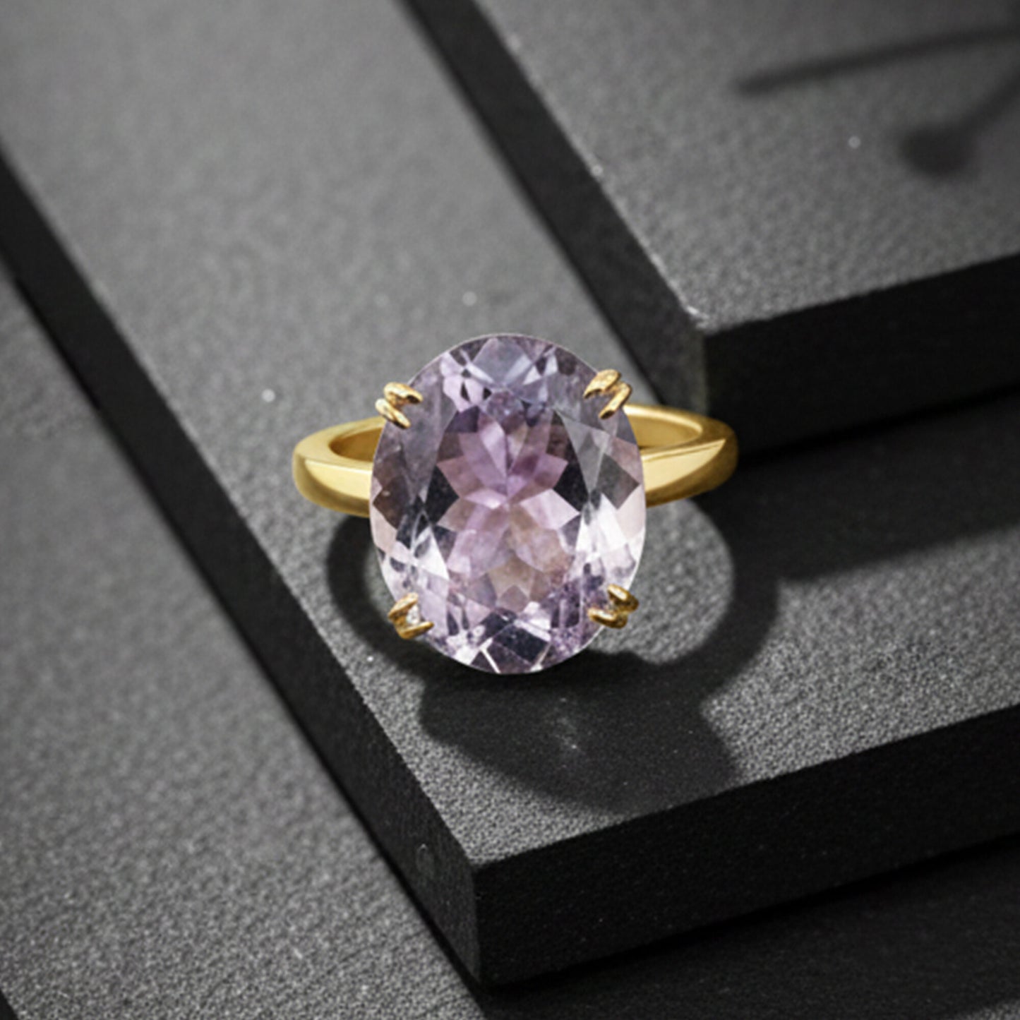 GIA Certified Natural Amethyst Oval-Cut Diamond Halo Ring — 18K Solid Gold