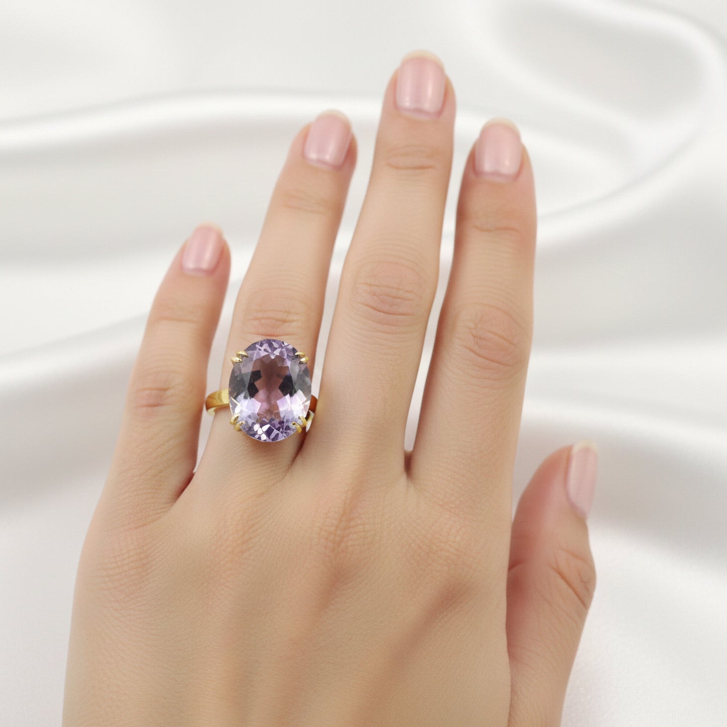 GIA Certified Natural Amethyst Oval-Cut Diamond Halo Ring — 18K Solid Gold