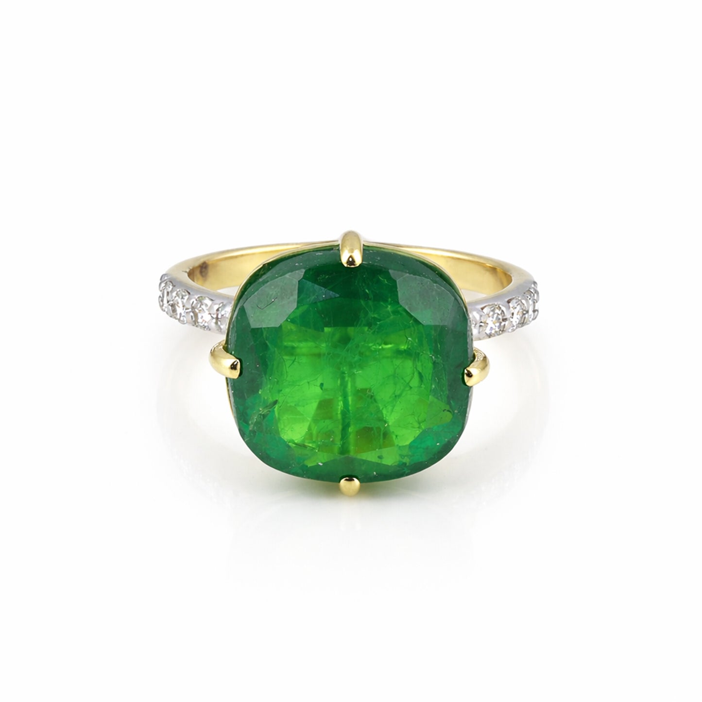 IGI Certified Lab Grown Emerald Cushion-Cut Diamond Halo Ring — 9K/14K Solid Gold