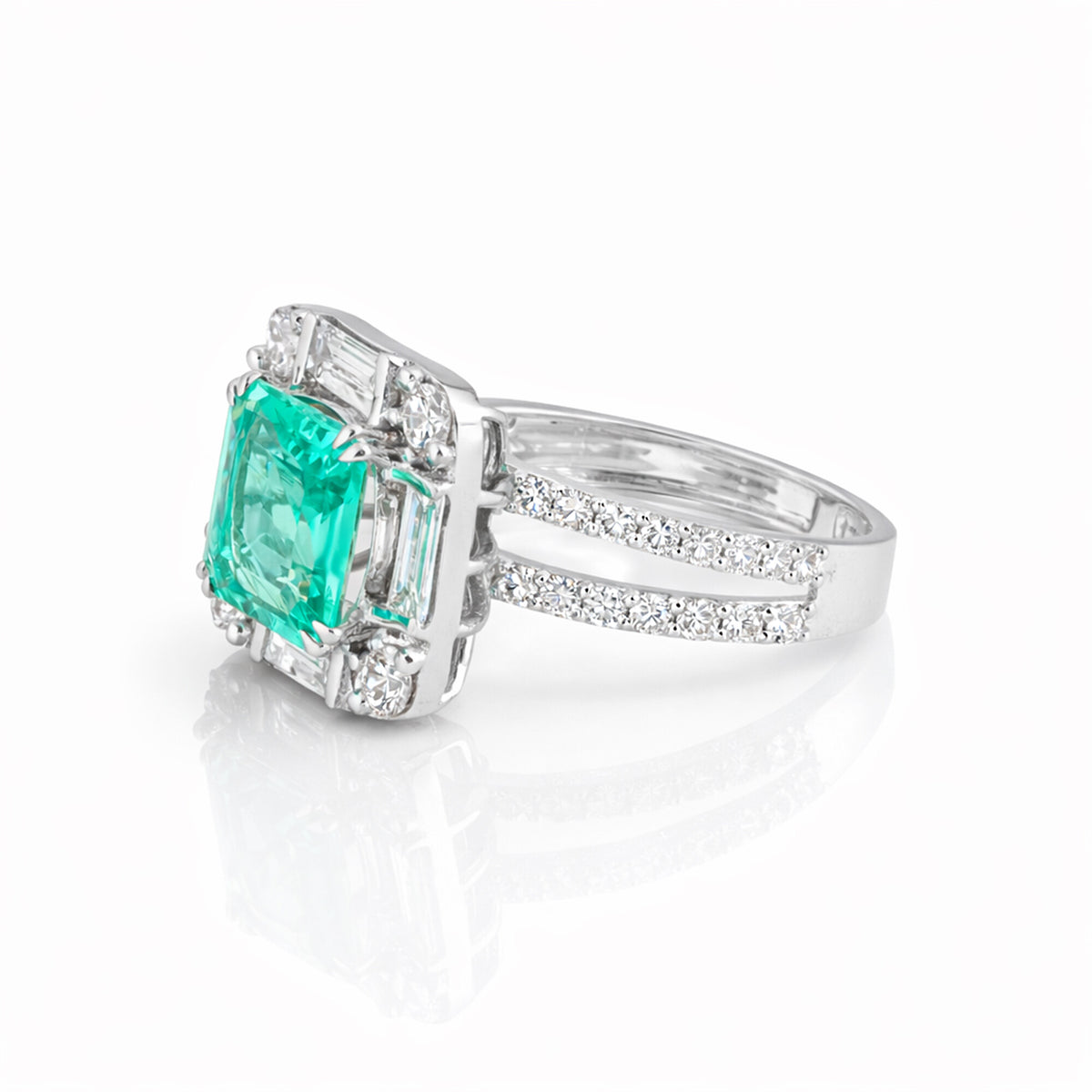 IGI Certified Lab Grown Fancy Green Diamond Asscher-Cut Ring — Solid 14K and 18K Gold