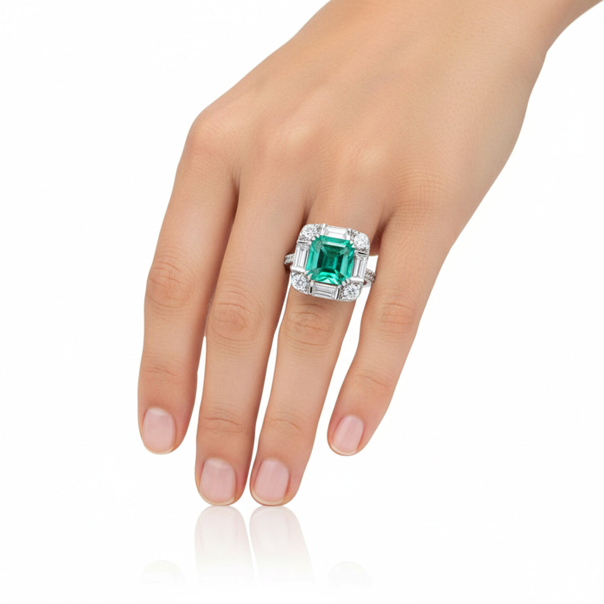 IGI Certified Lab Grown Fancy Green Diamond Asscher-Cut Ring — Solid 14K and 18K Gold