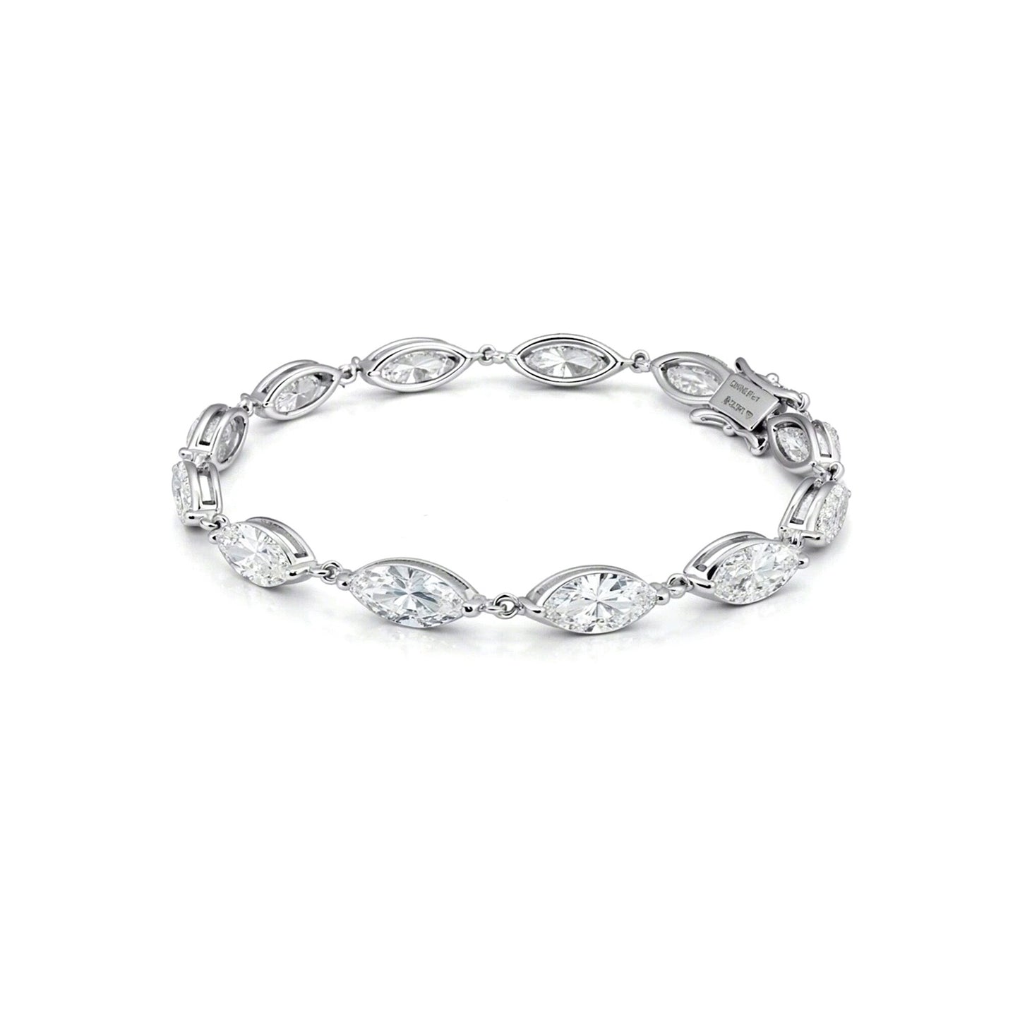 IGI Certified Lab Grown Diamond Graduated Tennis Bracelet — 18K Solid Gold, 12.4 Carat