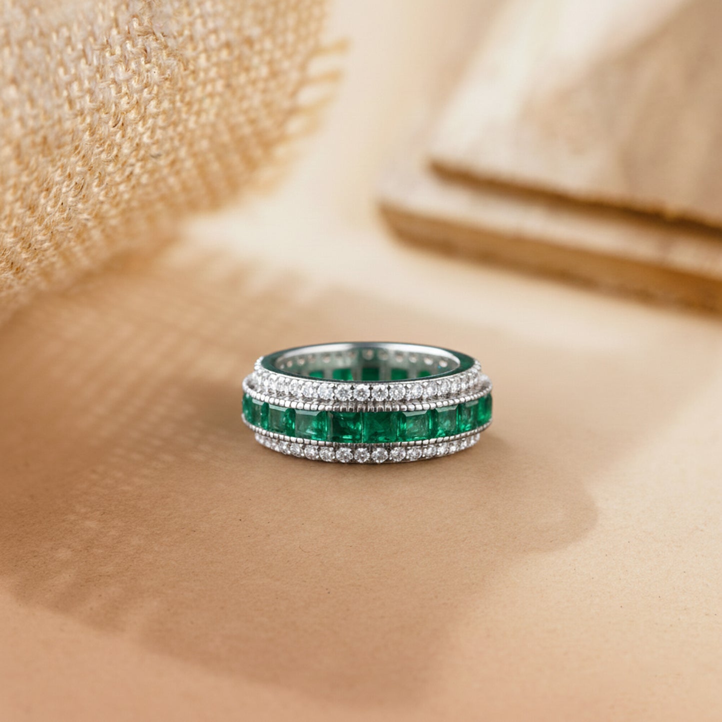 GIA Certified Natural Emerald Round-Cut Diamond Pave Halo Ring — 14K/18K Solid Gold