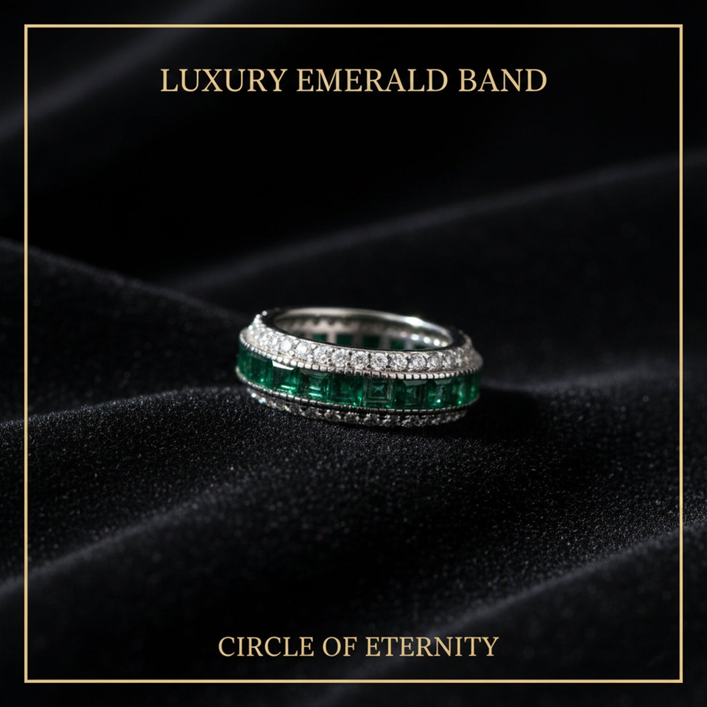GIA Certified Natural Emerald Round-Cut Diamond Pave Halo Ring — 14K/18K Solid Gold