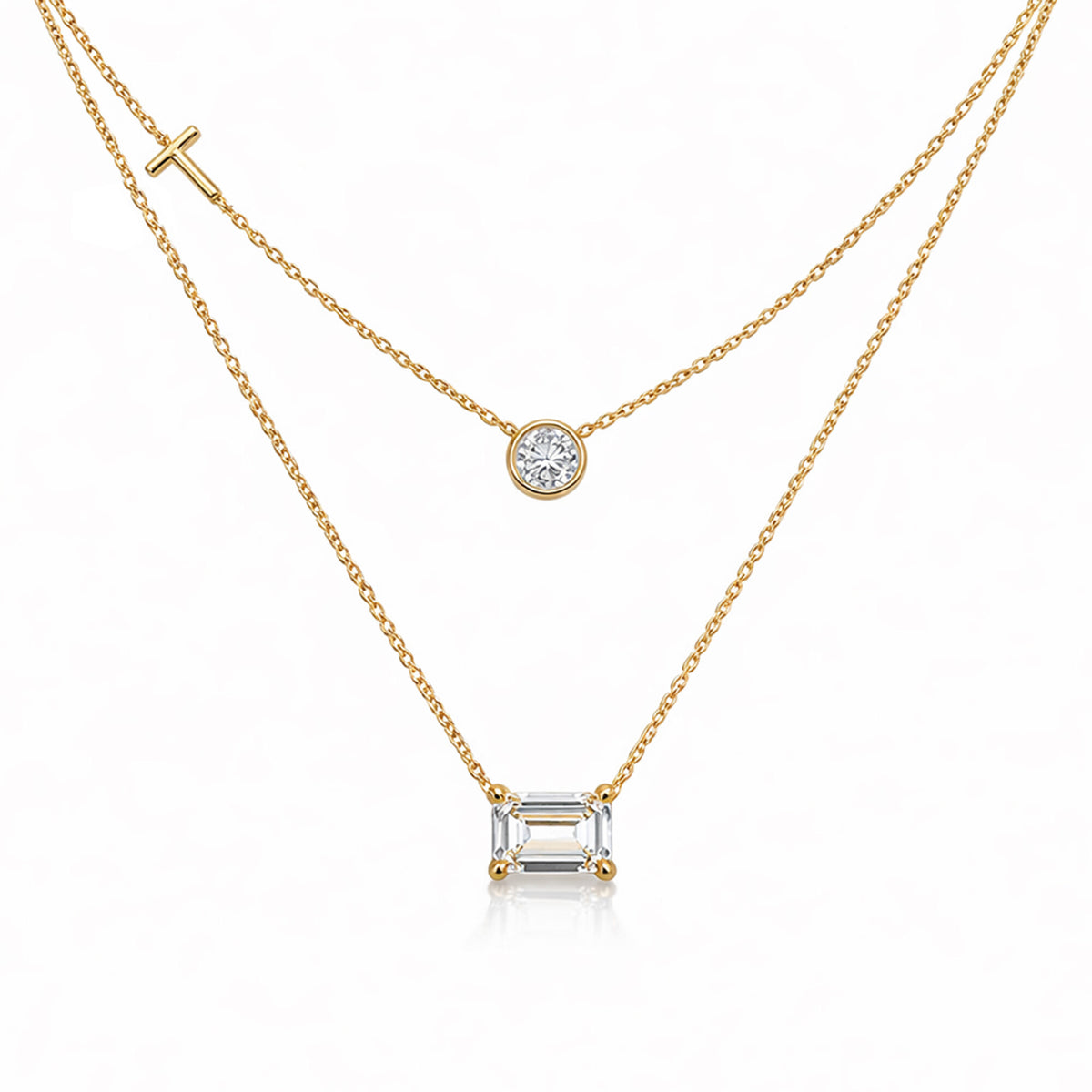 IGI Certified Lab Grown Diamond Mixed-Cut Duo Pendant Necklace — 14K/18K Solid Gold, Adjustable Chain