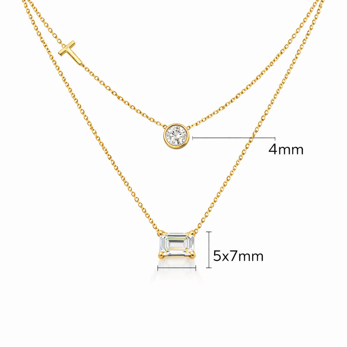 IGI Certified Lab Grown Diamond Mixed-Cut Duo Pendant Necklace — 14K/18K Solid Gold, Adjustable Chain