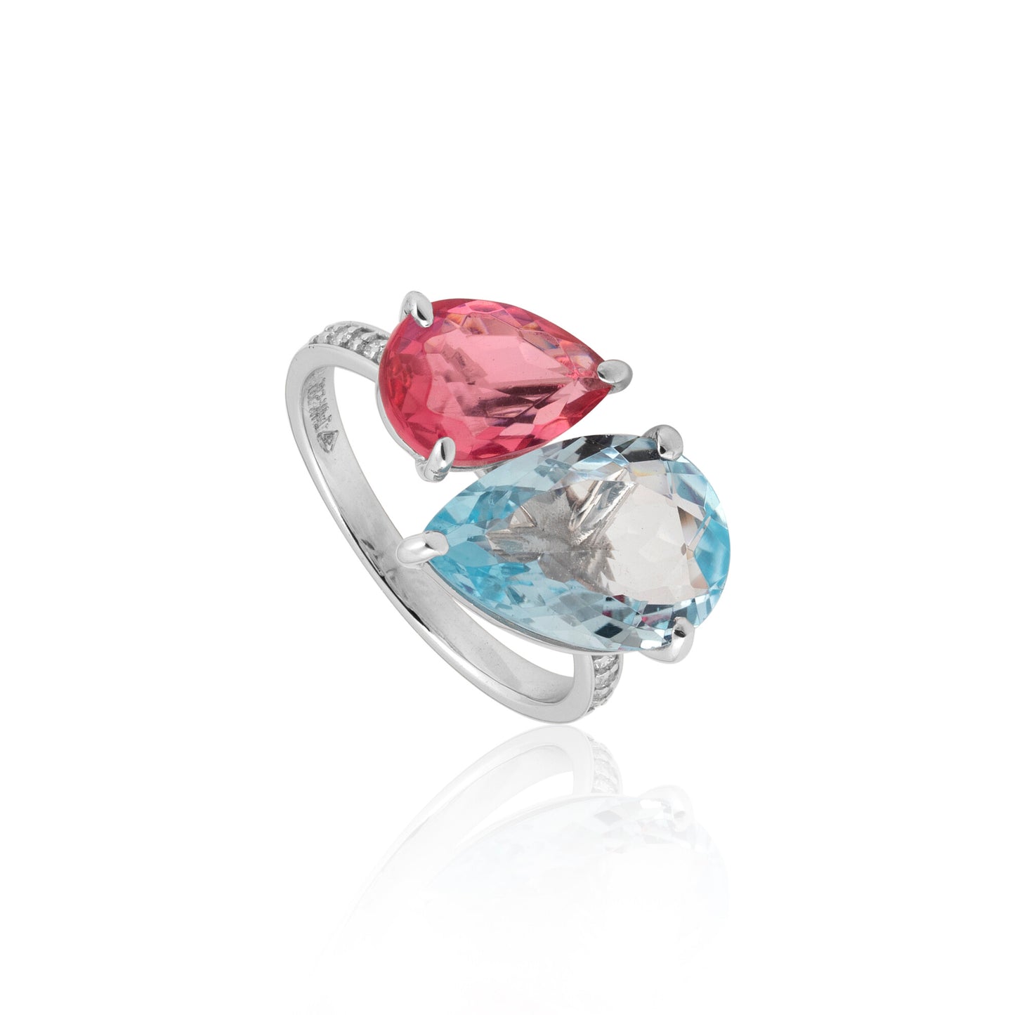 IGI Certified Lab Grown Topaz Pear-Cut Diamond Halo Ring — 14K/18K Solid Gold