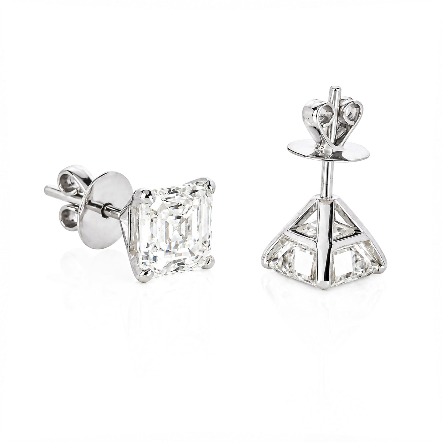 IGI Certified Lab Grown Asscher-Cut Diamond Stud Earrings — 14K/18K Solid Gold