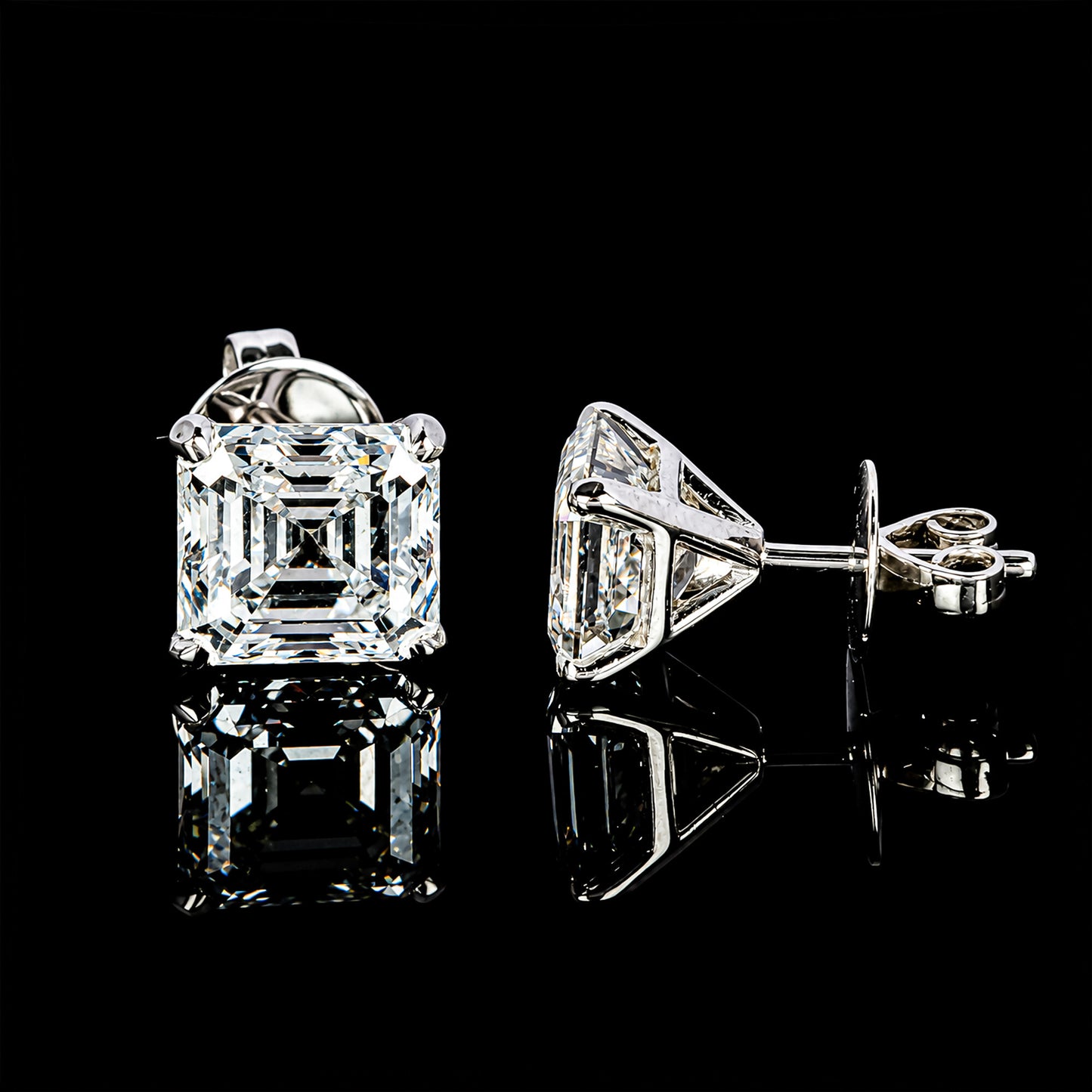 IGI Certified Lab Grown Asscher-Cut Diamond Stud Earrings — 14K/18K Solid Gold