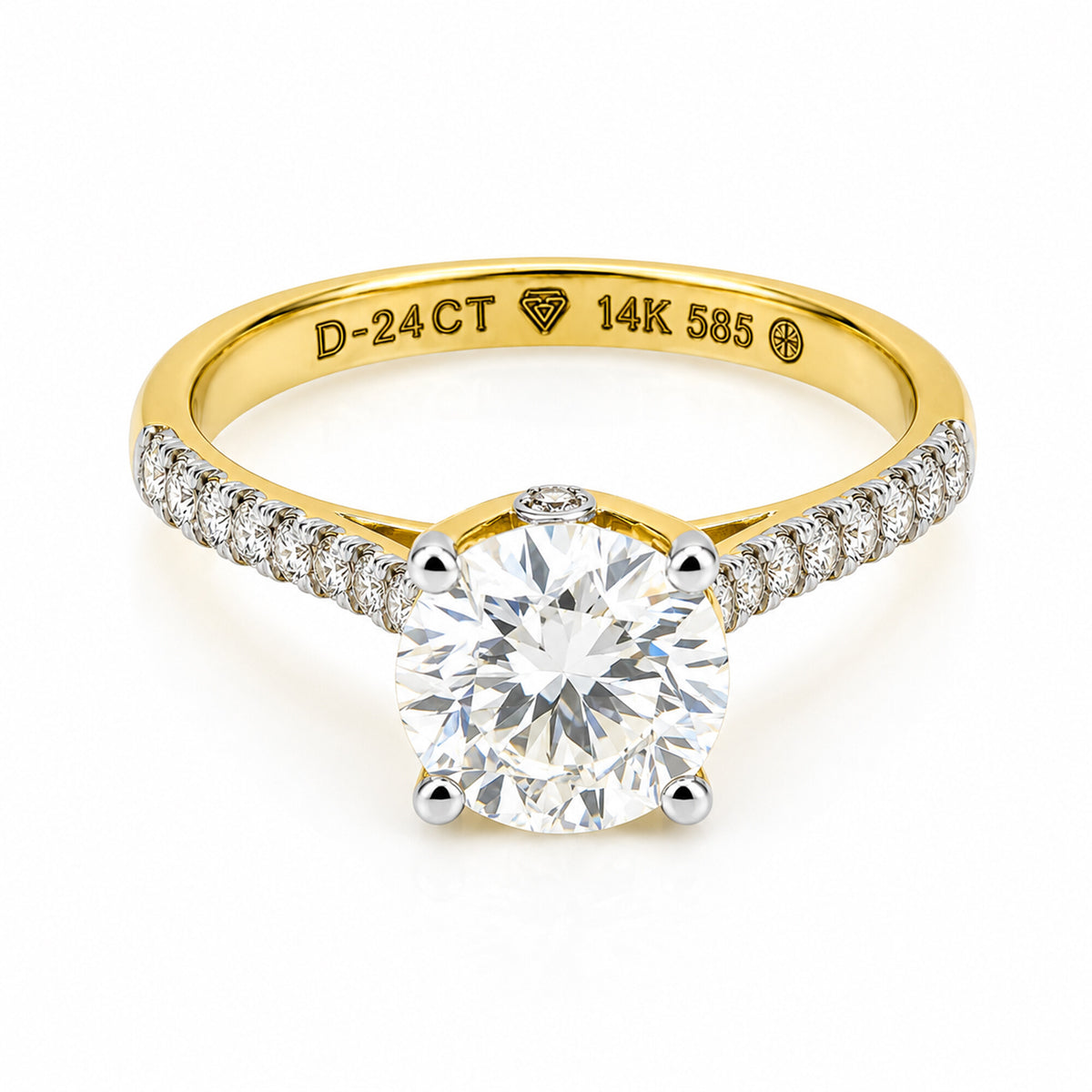 IGI Certified Lab Grown Diamond 0.425ct Round Halo Cluster Ring — 14K/18K Solid Gold