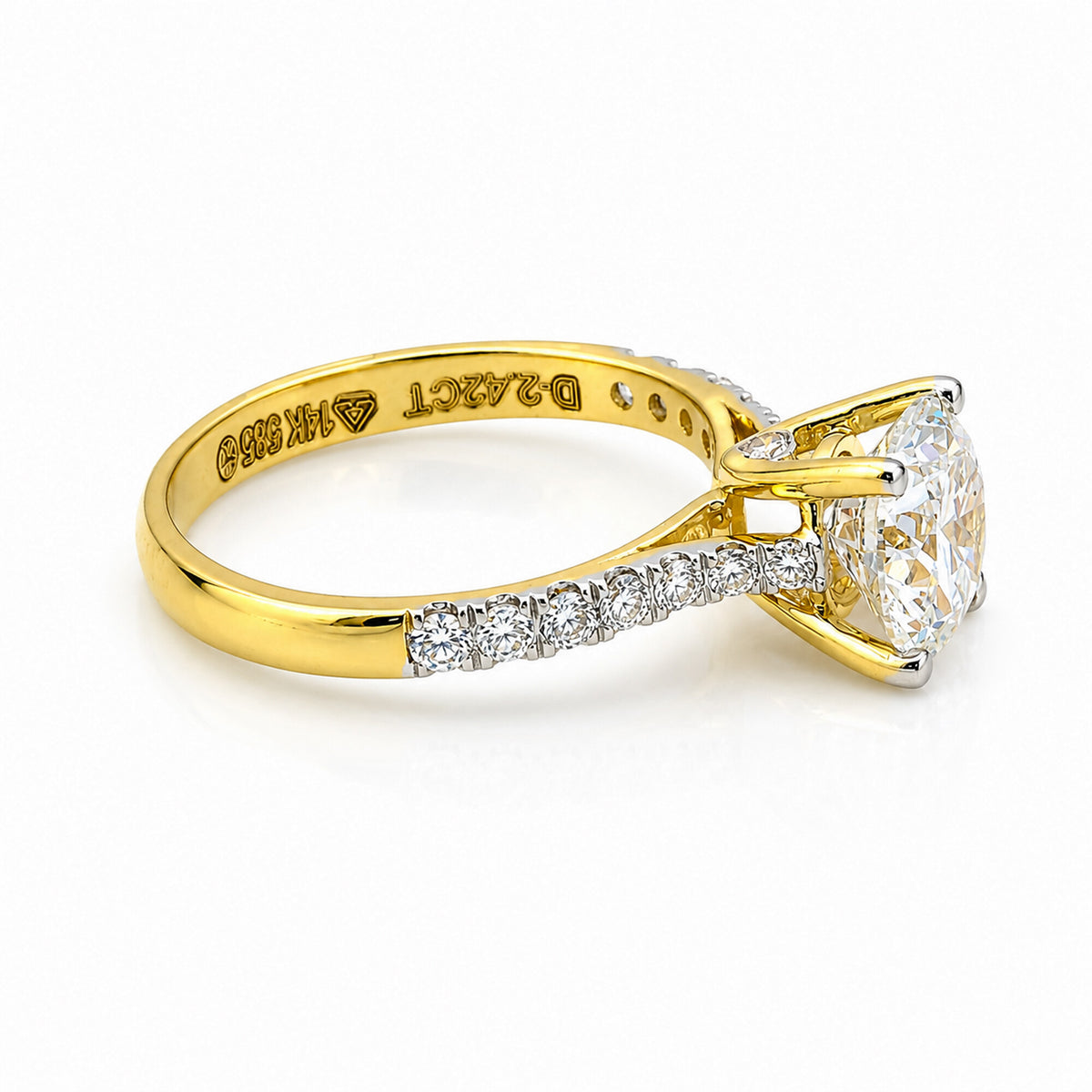 IGI Certified Lab Grown Diamond 0.425ct Round Halo Cluster Ring — 14K/18K Solid Gold