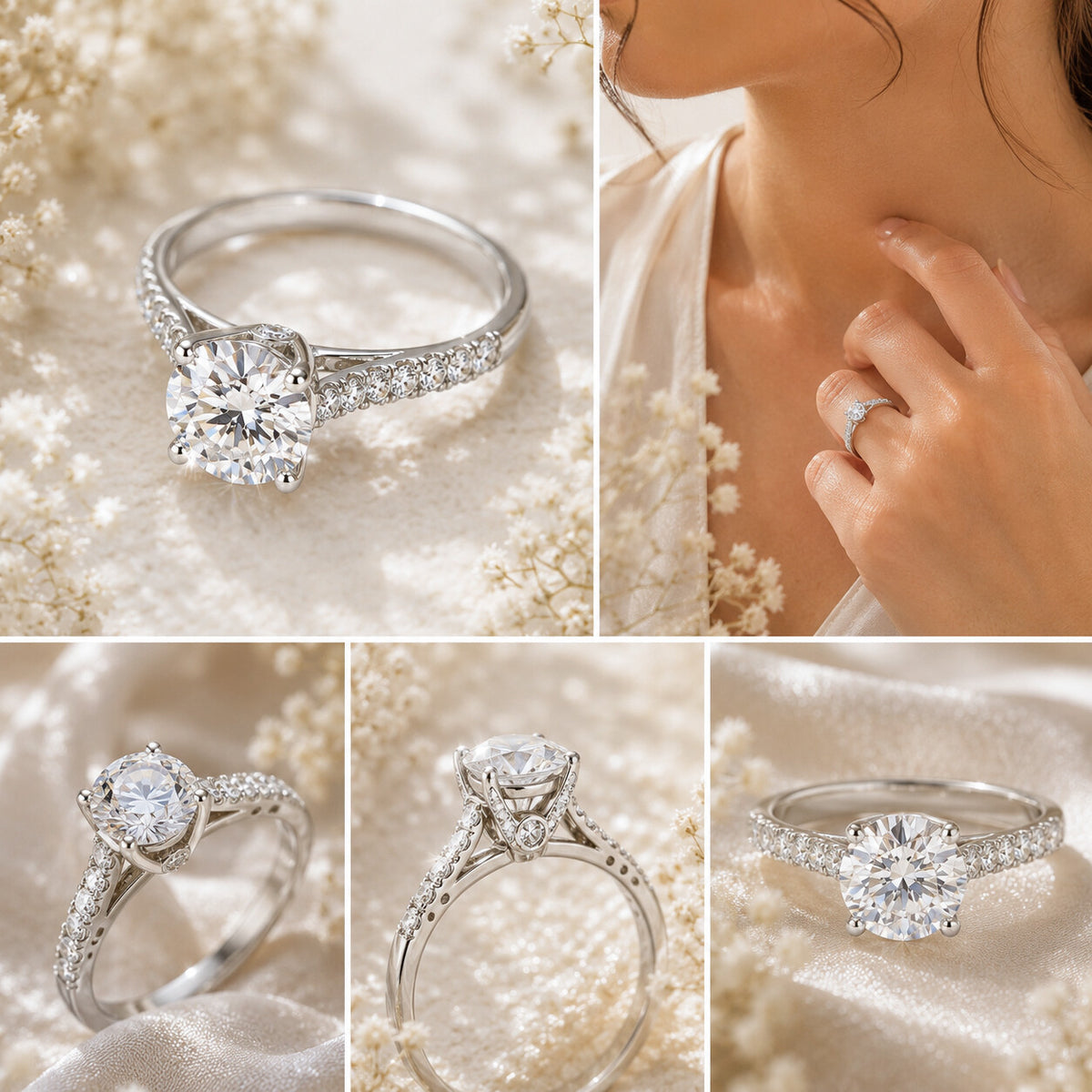 IGI Certified Lab Grown Diamond 0.427ct Round Halo Cluster (Refined) Ring — 14K/18K Solid Gold