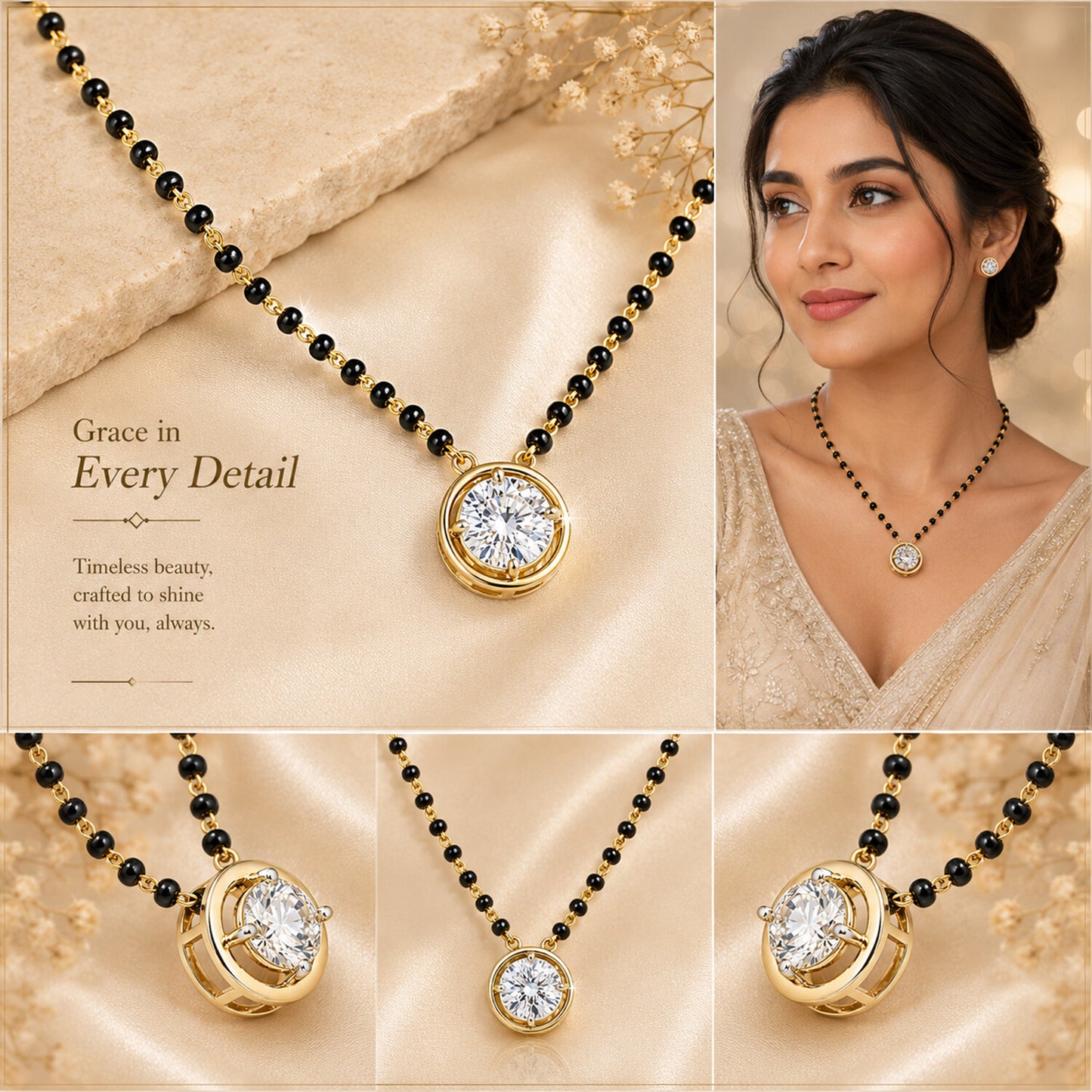 IGI Certified Lab Grown Diamond Round-Cut Solitaire Pendant Necklace — 18K Solid Gold, Adjustable Chain
