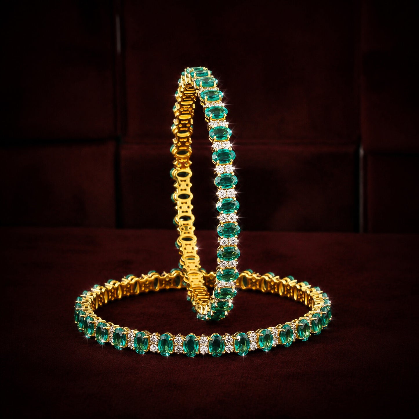 IGI Certified Lab Grown Emerald Oval-Cut Statement Bangle — 14K/18K Solid Gold