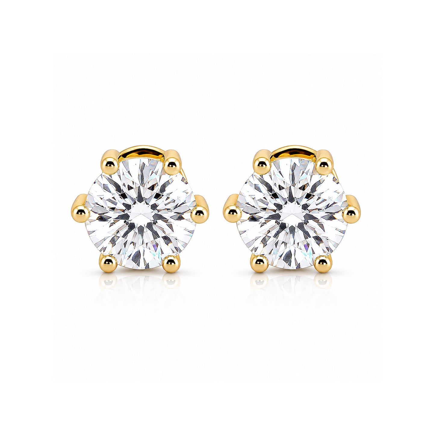 Lab Grown Diamond Accent Round Stud Earrings — Solid 14K / 18K Gold